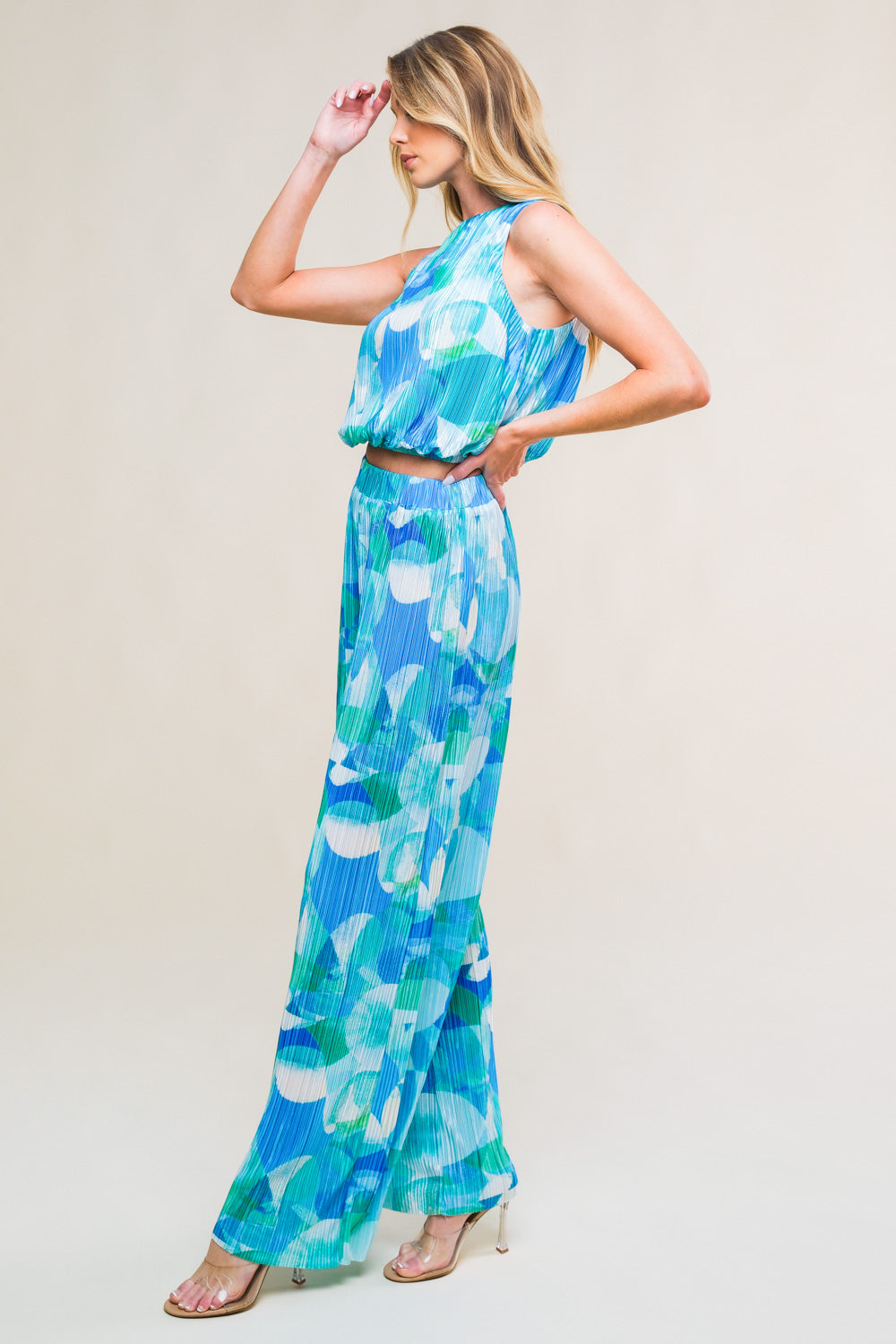 Conjunto de blusa e calça plissada Maritime Muse