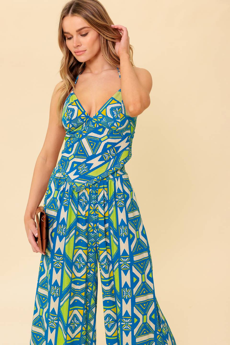 Conjunto de top y pantalón azul marino tejido STUN LIKE ME