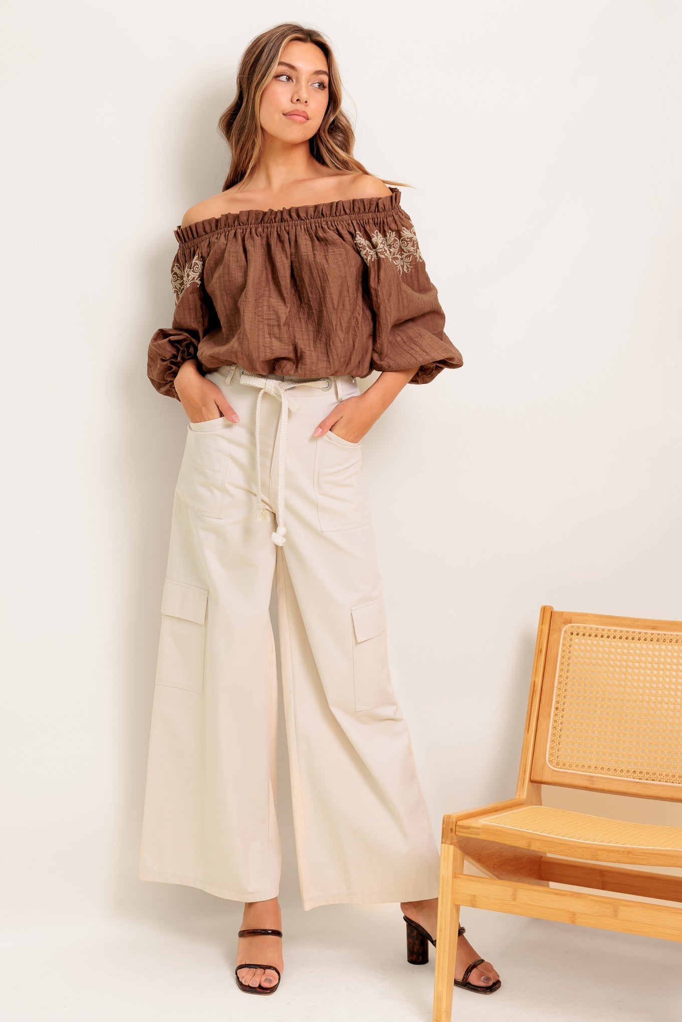 FULL SPEED AHEAD BROWN WOVEN TOP - MaraFormigone