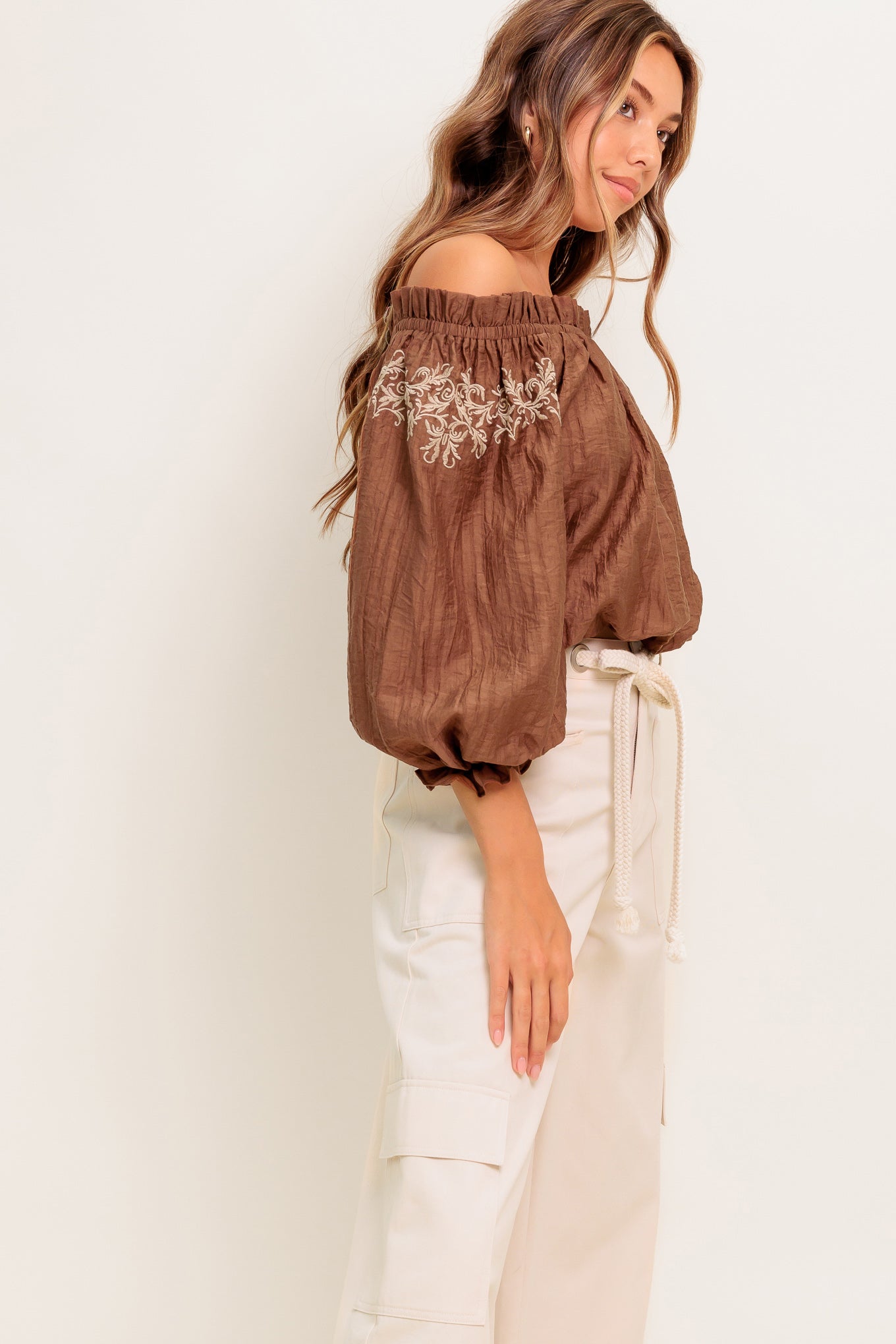 FULL SPEED AHEAD BROWN WOVEN TOP - MaraFormigone