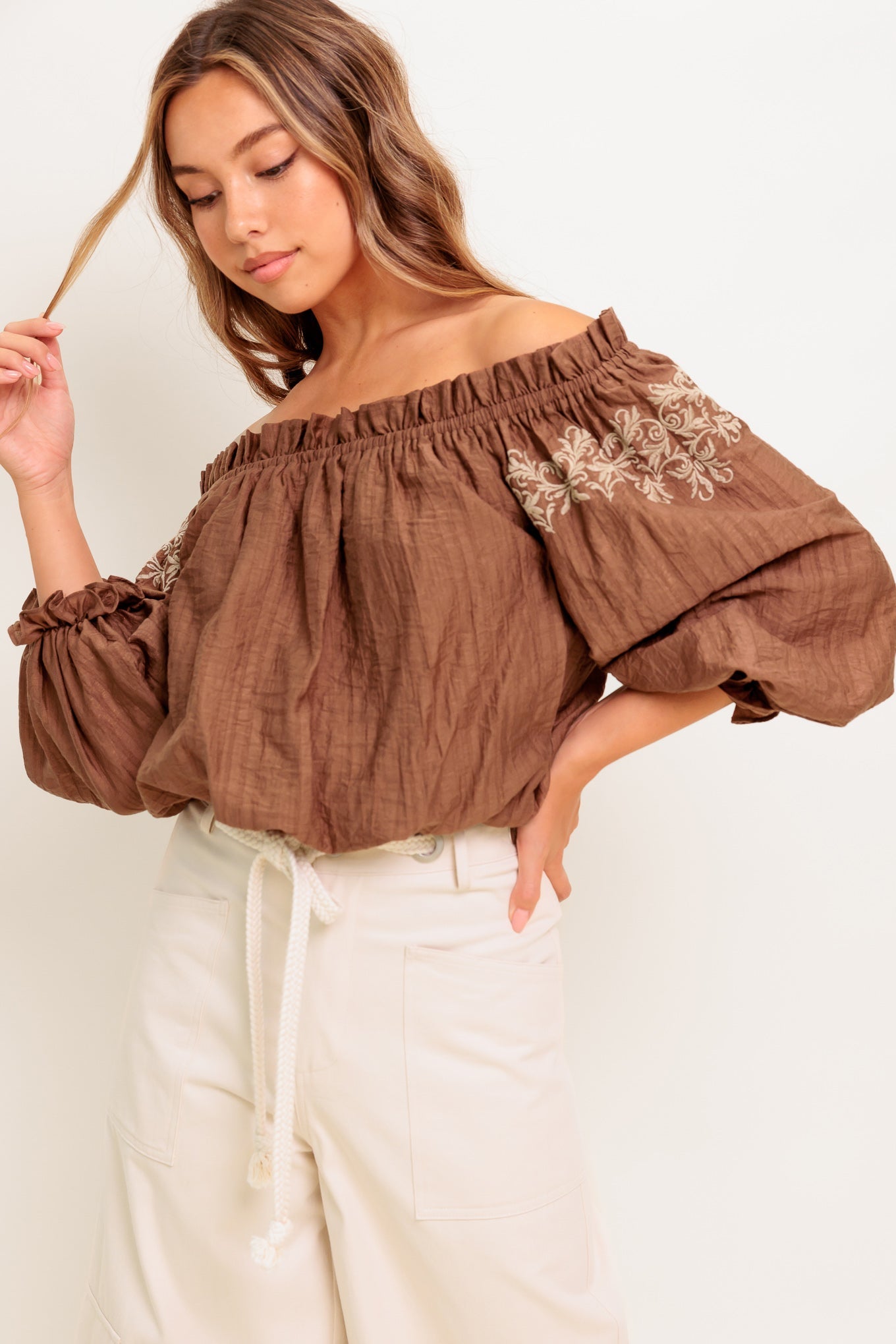 FULL SPEED AHEAD BROWN WOVEN TOP - MaraFormigone