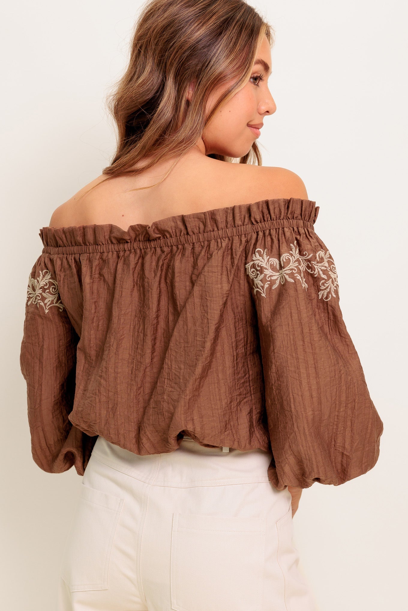FULL SPEED AHEAD BROWN WOVEN TOP - MaraFormigone