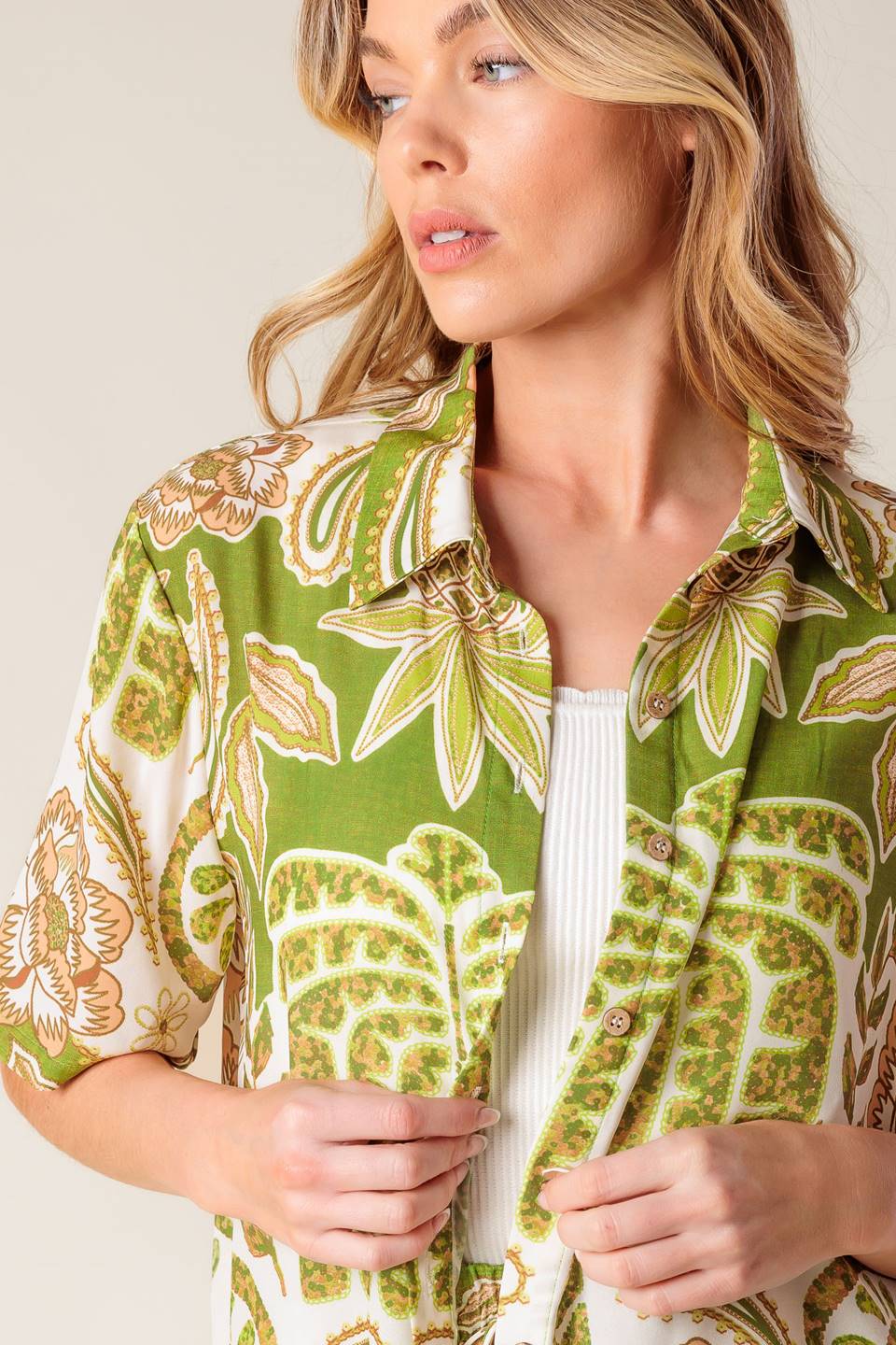 DISTANT ECHOES GREEN WOVEN SHIRT - MaraFormigone