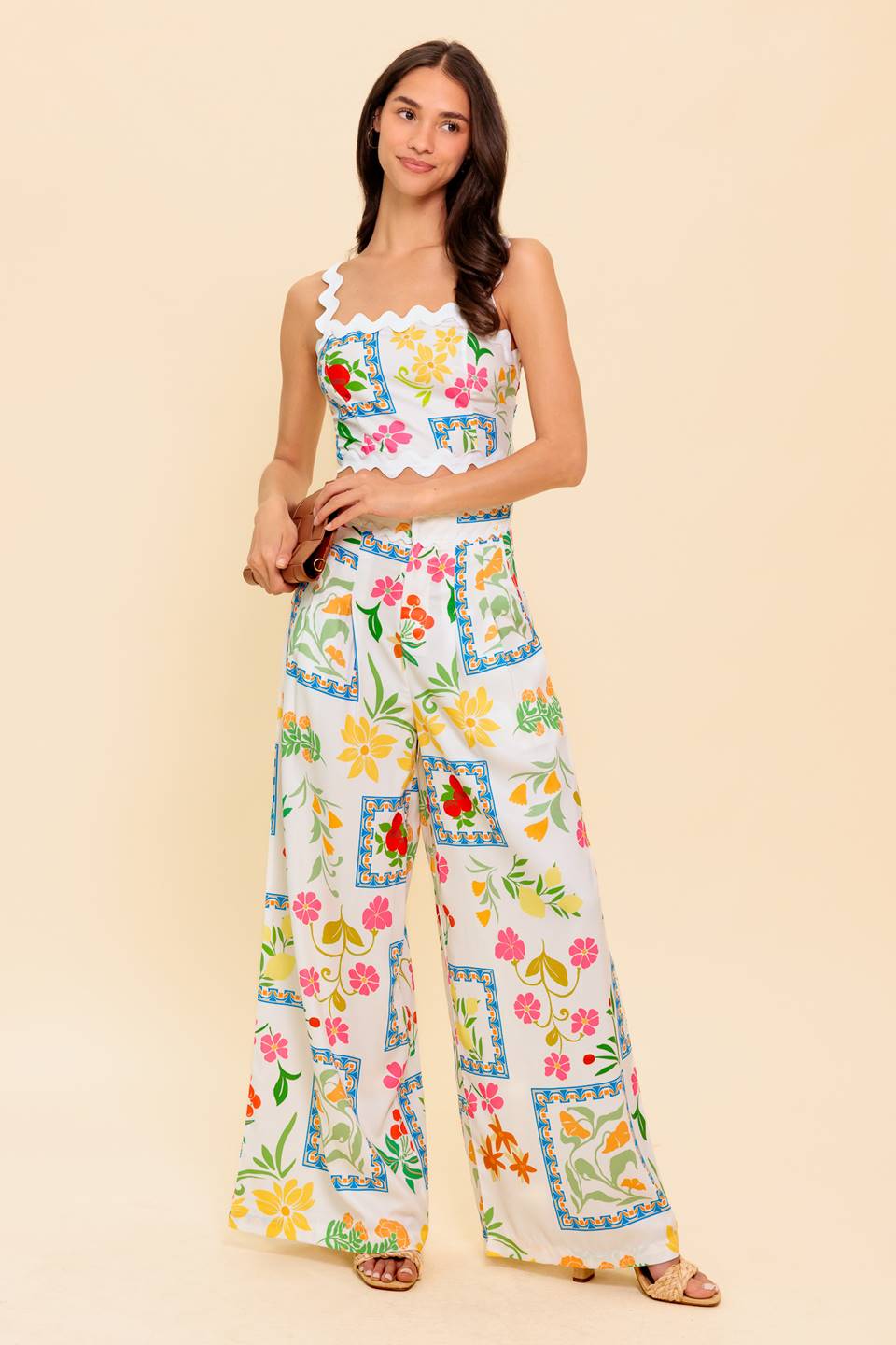 MARIGOLD IVORY WOVEN TOP AND PANT SET - MaraFormigone