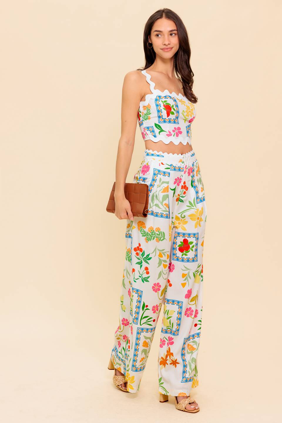 MARIGOLD IVORY WOVEN TOP AND PANT SET - MaraFormigone