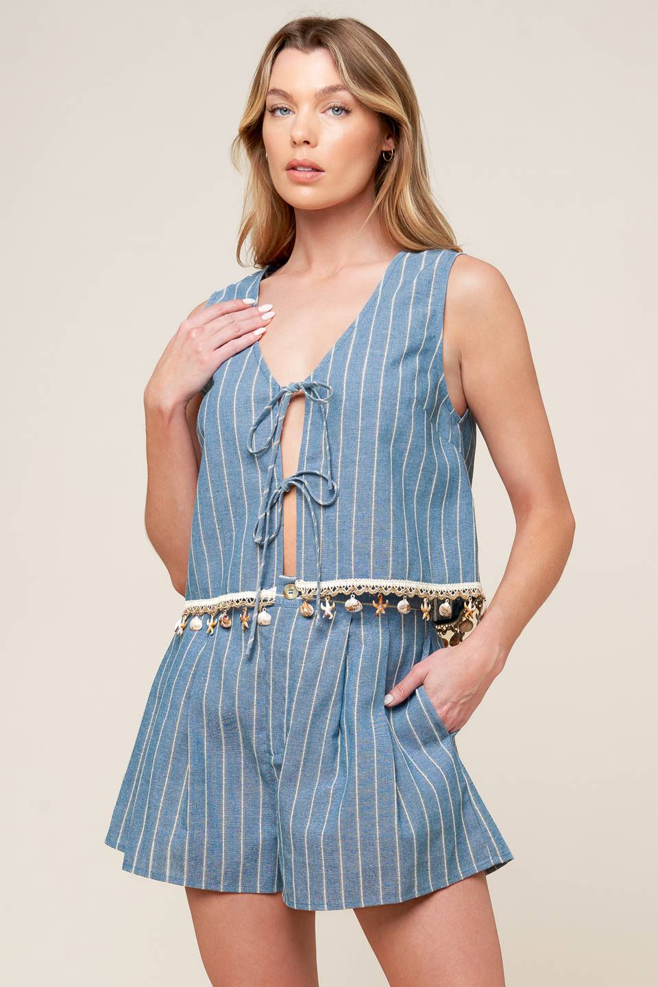 SONGS OF THE SKY WOVEN TOP AND SHORTS SET - MaraFormigone