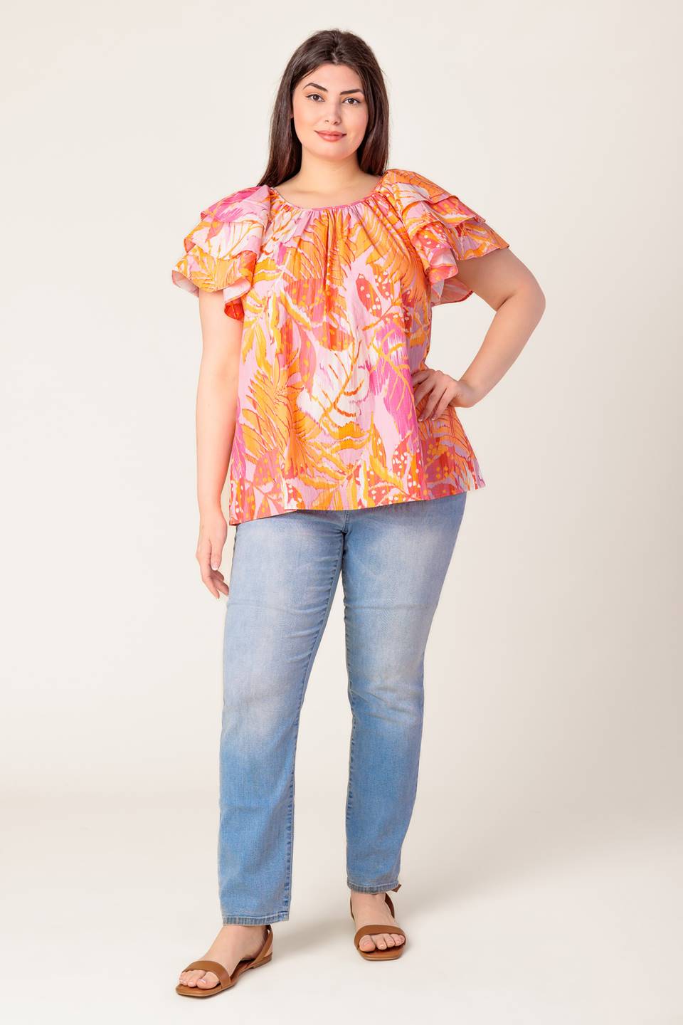 Blusa de tecido rosa brilhante para o entardecer