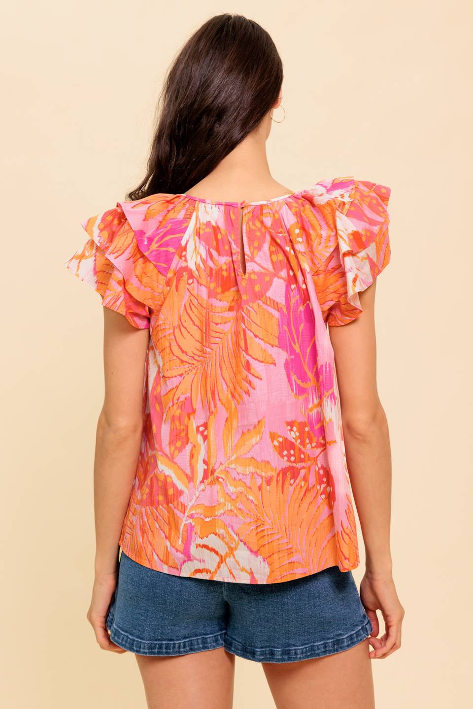 Blusa de tecido rosa brilhante para o entardecer