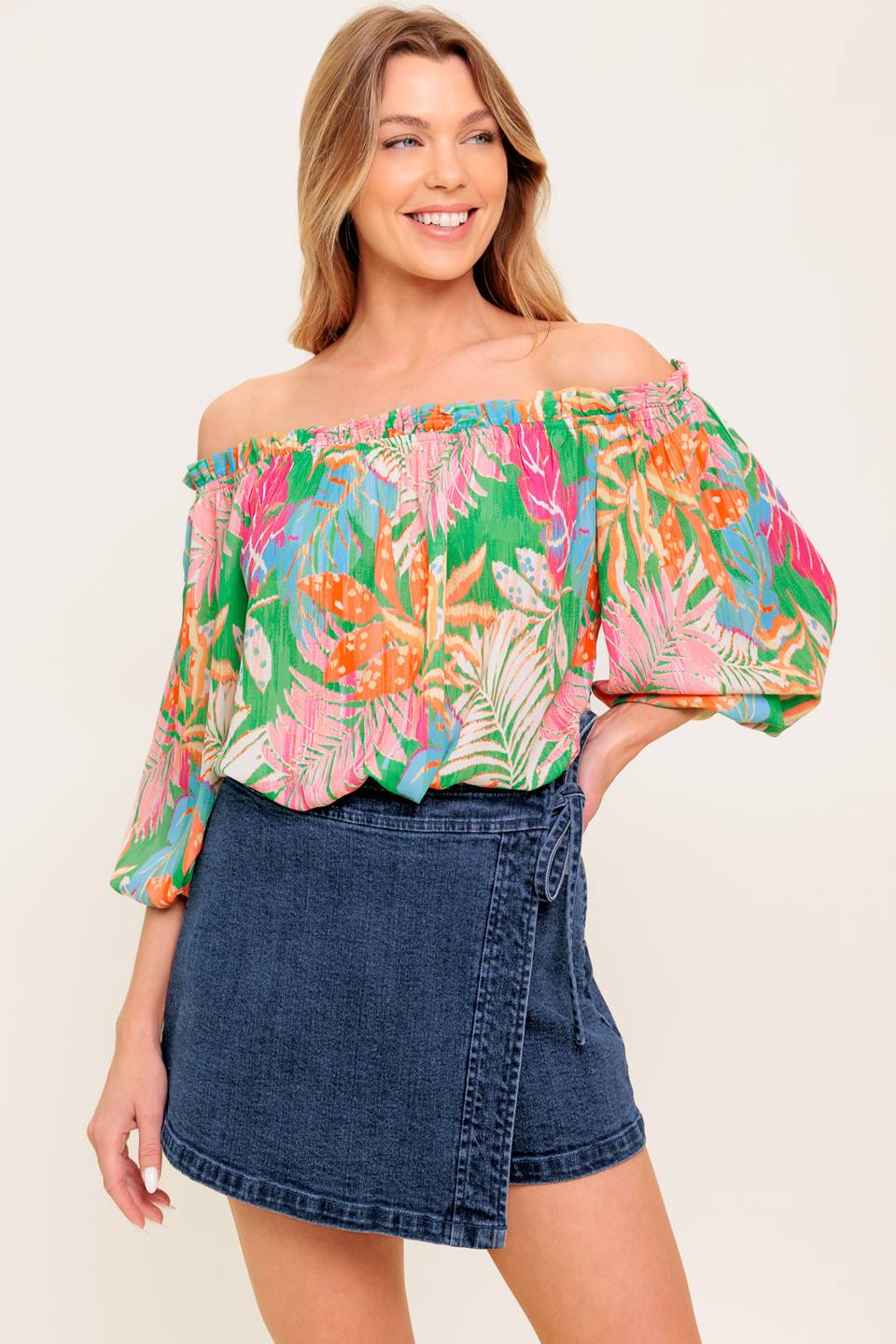 Top tejido verde con la frase "Voto de amor"