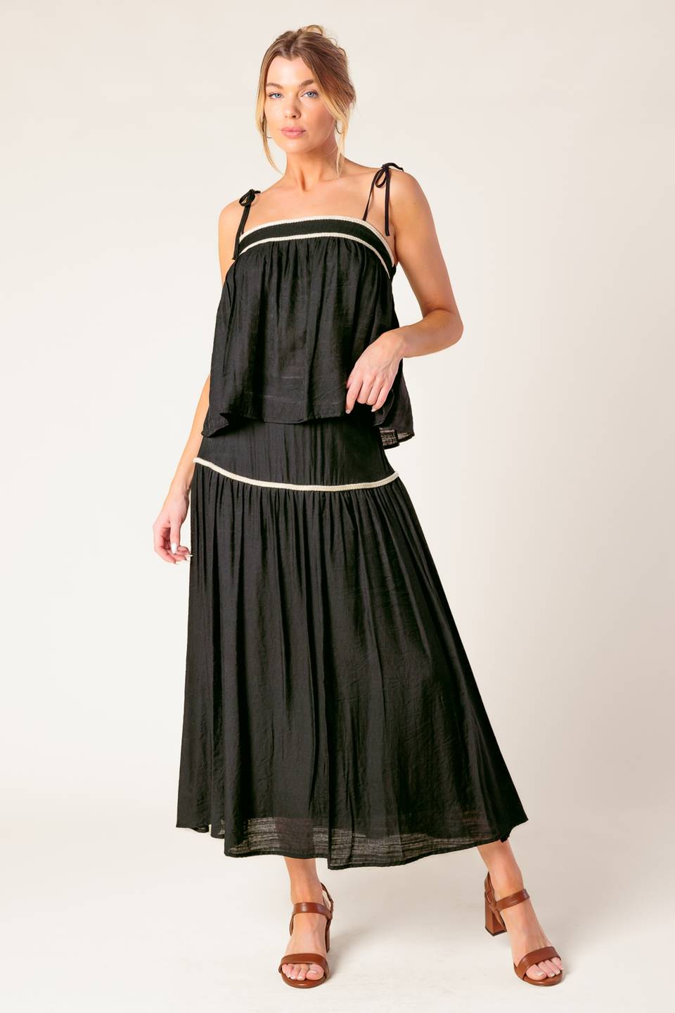 DIVIDE AND CONTOUR WOVEN TOP AND SKIRT SET - MaraFormigone