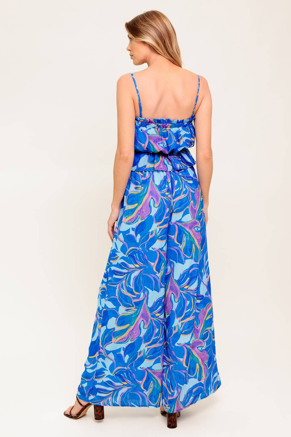 CHERISHED KISS BLUE WOVEN TOP AND PANTS SET - MaraFormigone