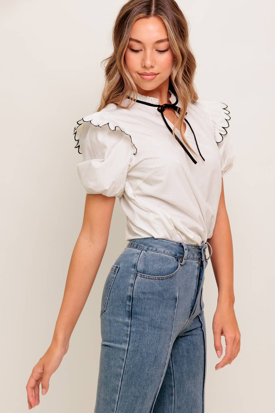 BLUSA FRENCH WHISPER MARFIM TECIDA