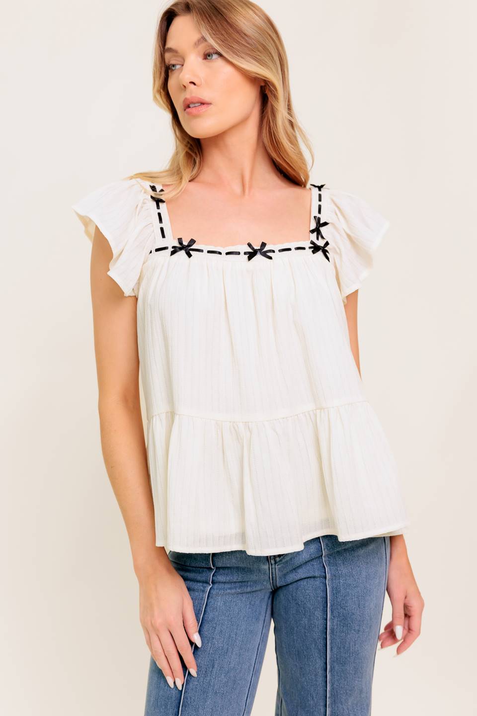 CELESTIAL CRUSH CREAM WOVEN TOP - MaraFormigone