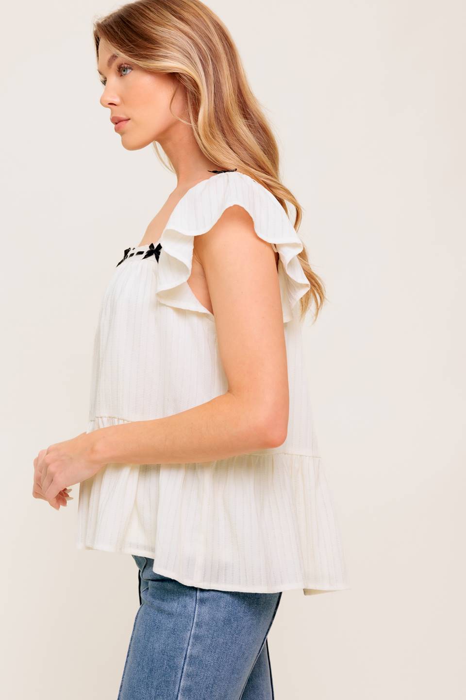 CELESTIAL CRUSH CREAM WOVEN TOP - MaraFormigone