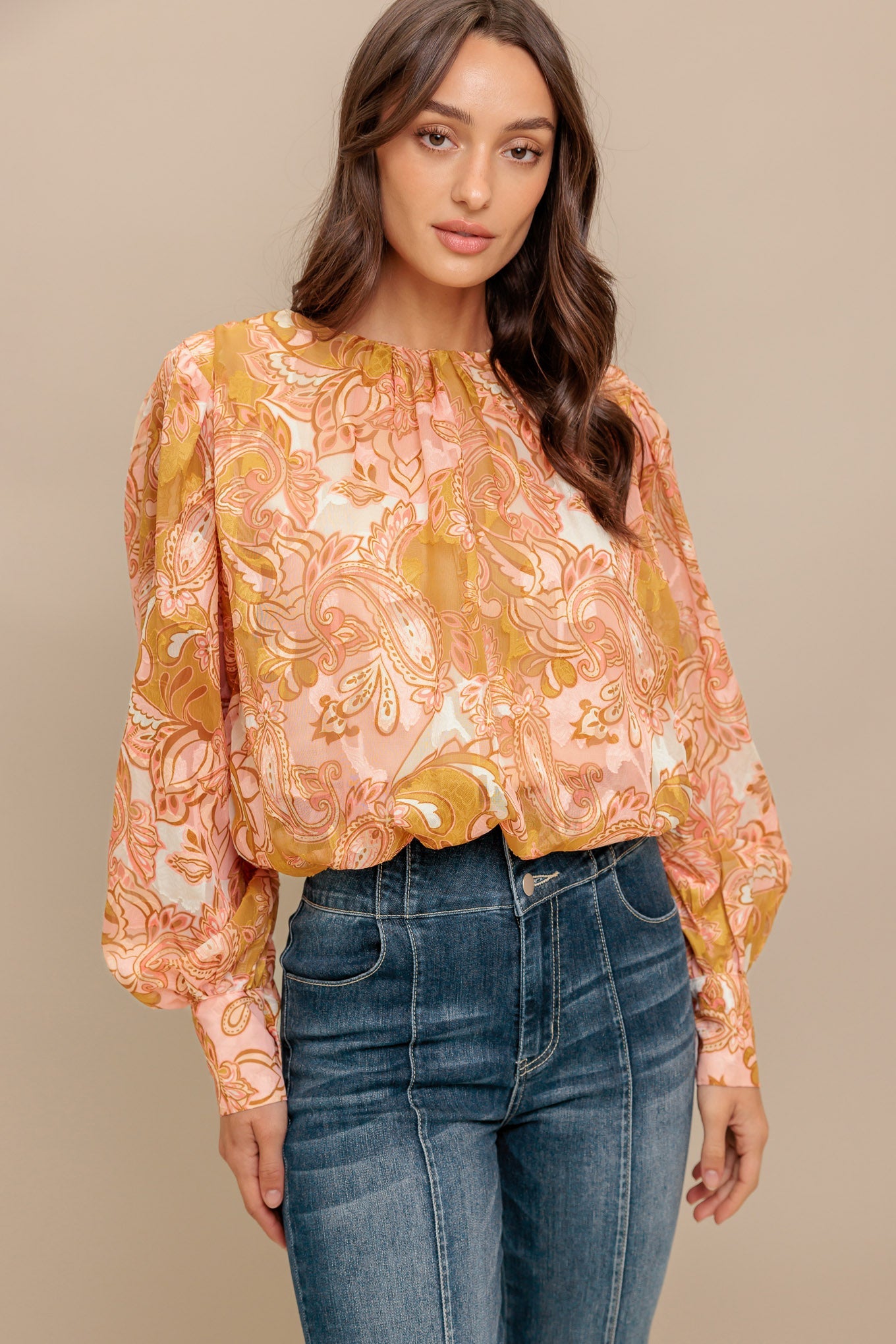 PAISLEY BREEZE  WOVEN JACQUARD TOP - MaraFormigone