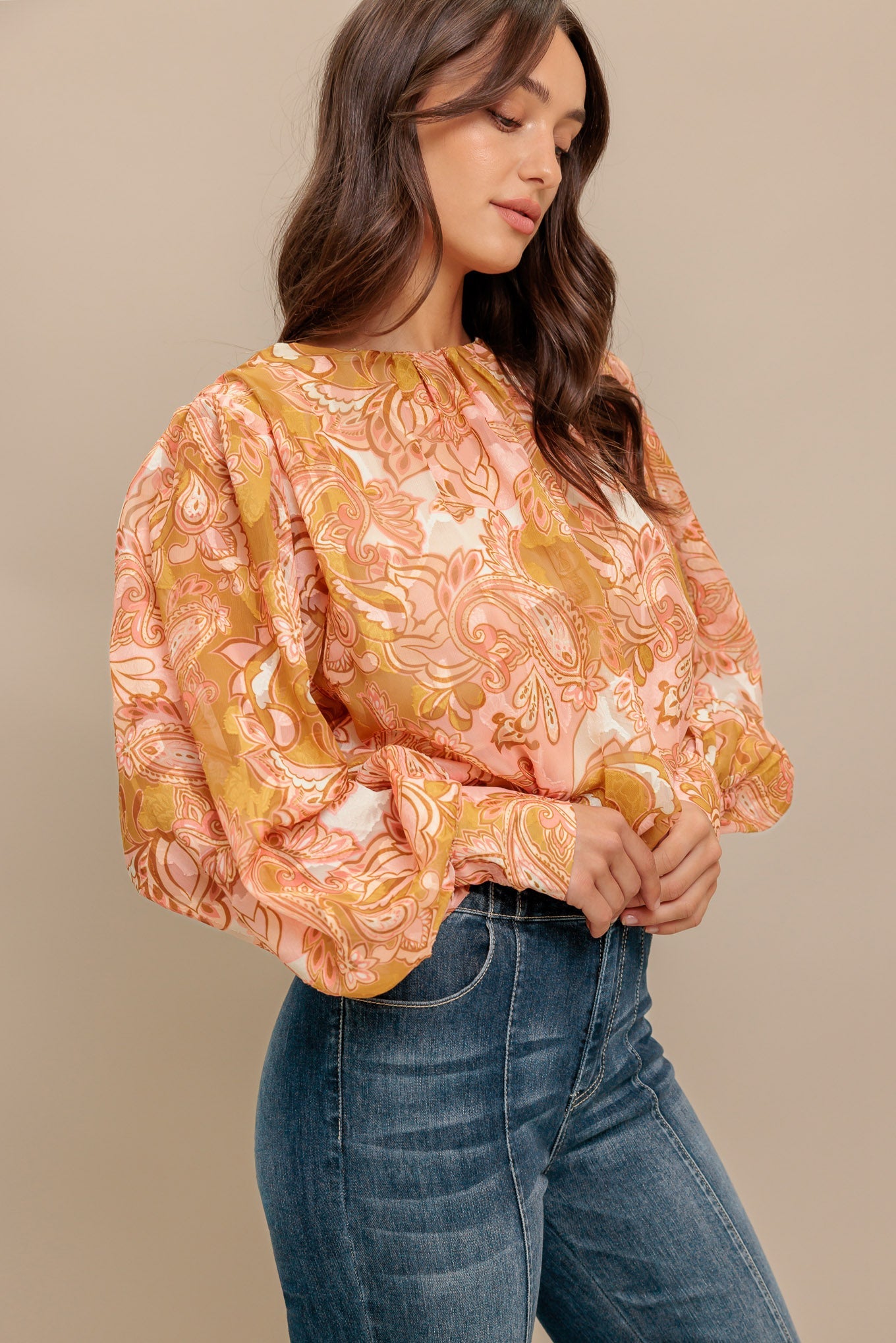 PAISLEY BREEZE  WOVEN JACQUARD TOP - MaraFormigone