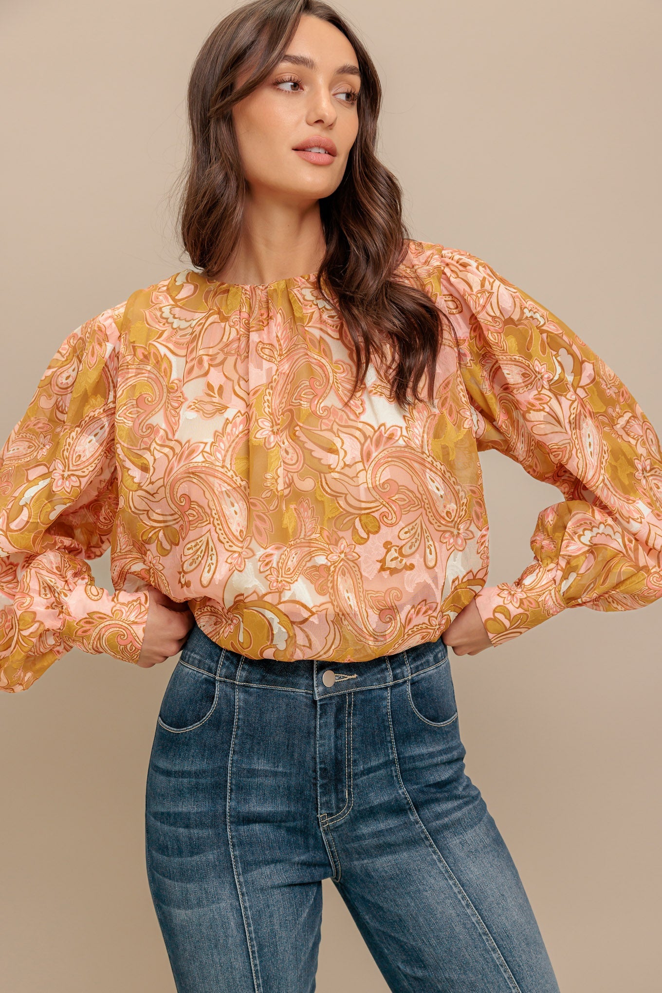 PAISLEY BREEZE  WOVEN JACQUARD TOP - MaraFormigone