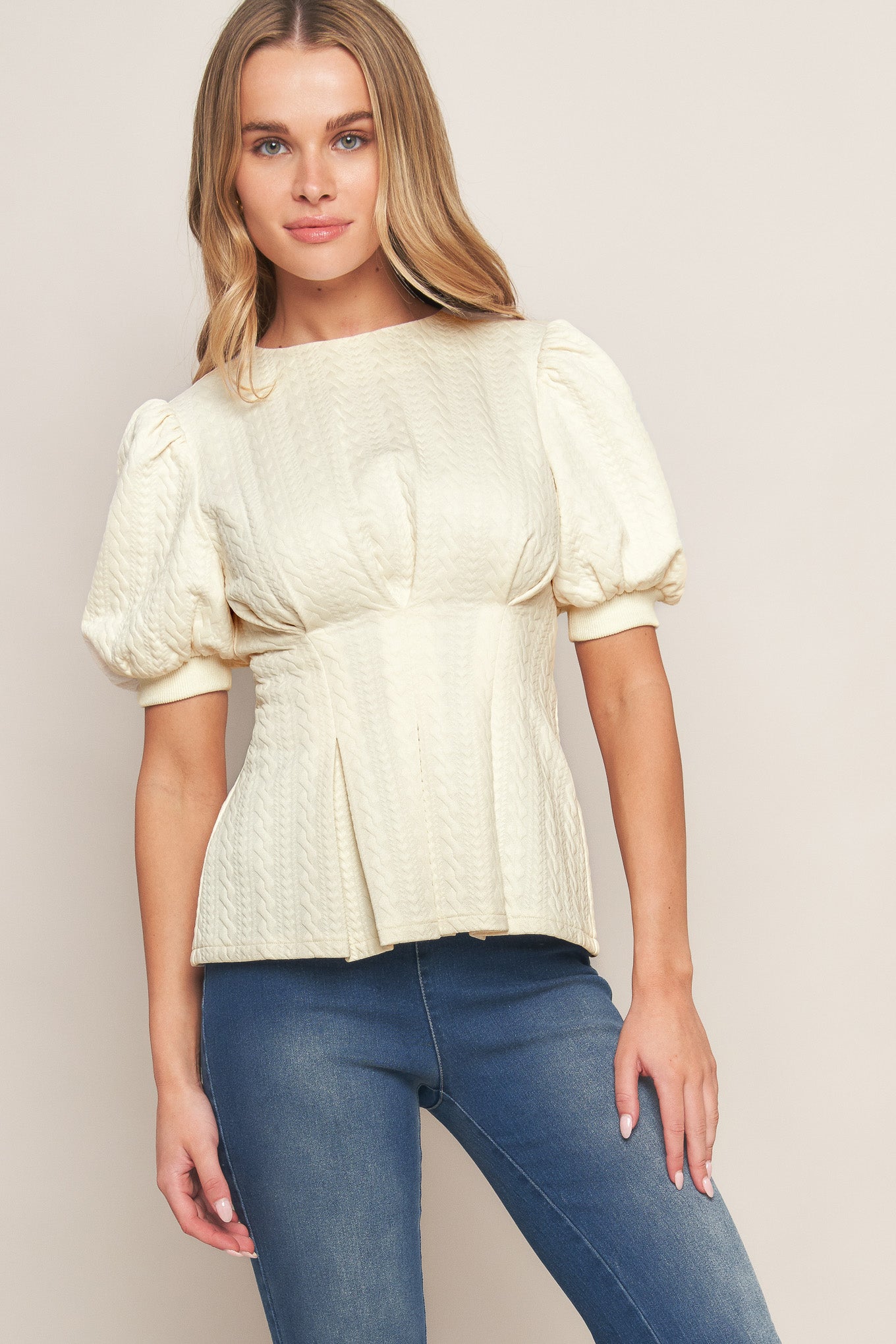 CREAM TWIST WOVEN TOP - MaraFormigone