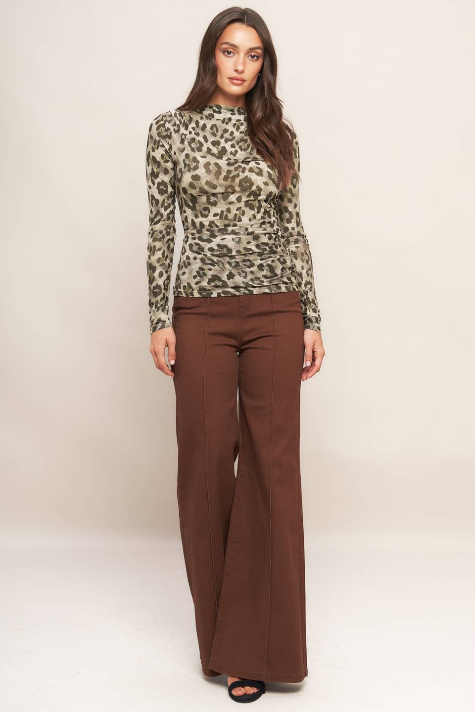 LUXE TRACE TAUPE BLACK WOVEN TOP - MaraFormigone