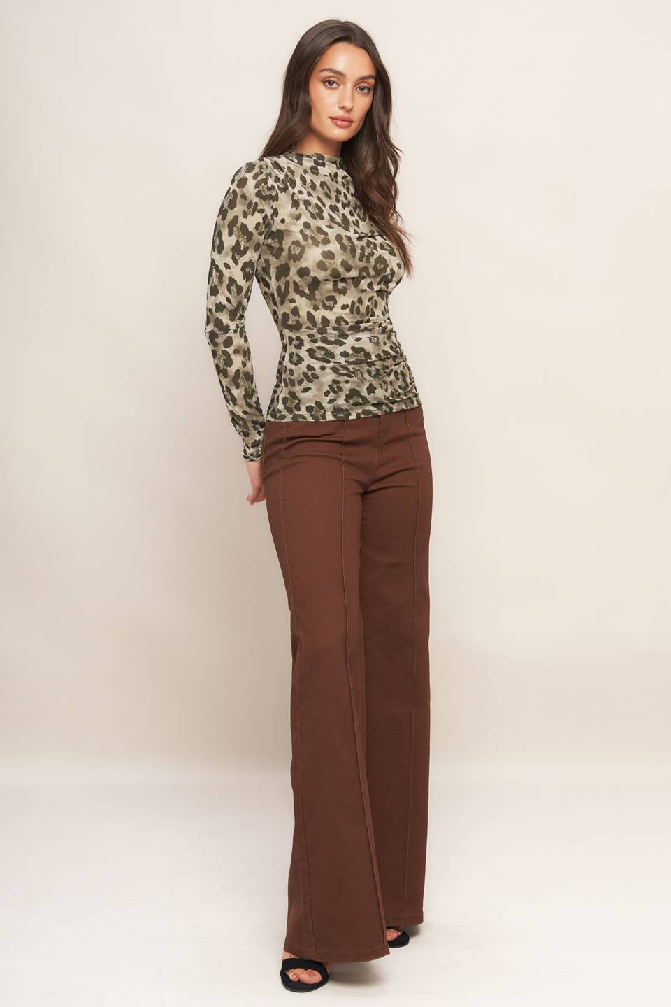 LUXE TRACE TAUPE BLACK WOVEN TOP - MaraFormigone