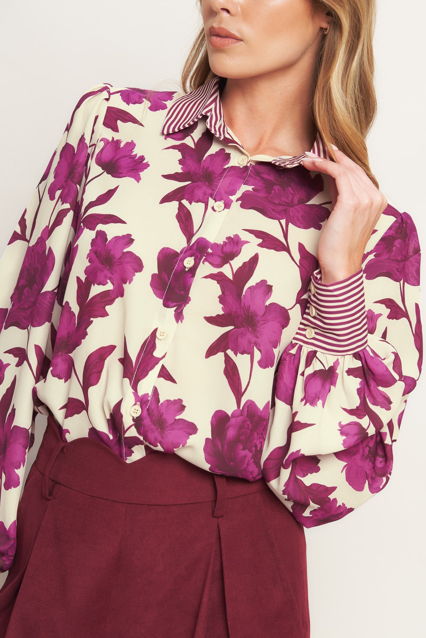 SWEET BOTANICAL CHARM WOVEN TOP - MaraFormigone