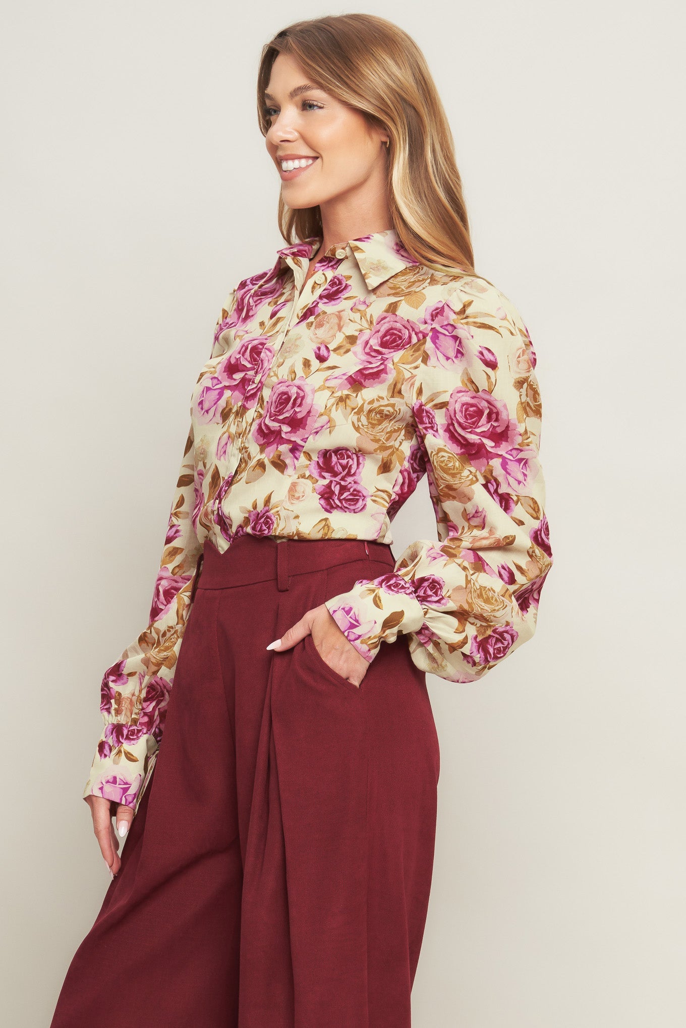 PARISIAN ROSE DREAM WOVEN TOP - MaraFormigone