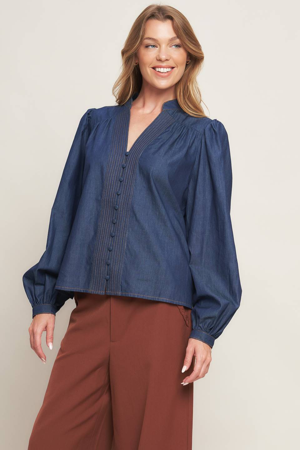 STITCH STORY LIGHTWEIGHT DENIM TOP - MaraFormigone