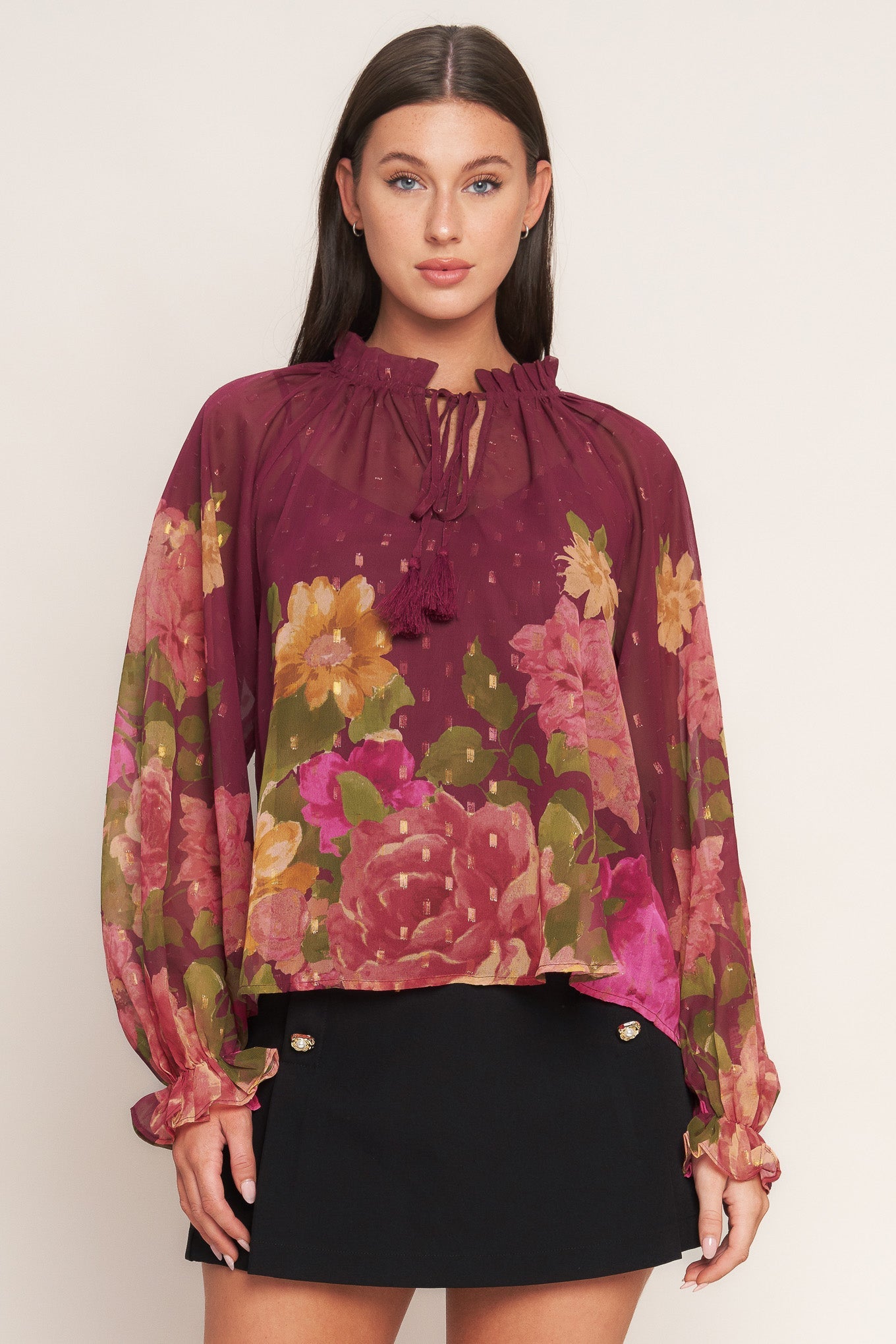 BLUSA FLORA ROMANTICA TECIDA