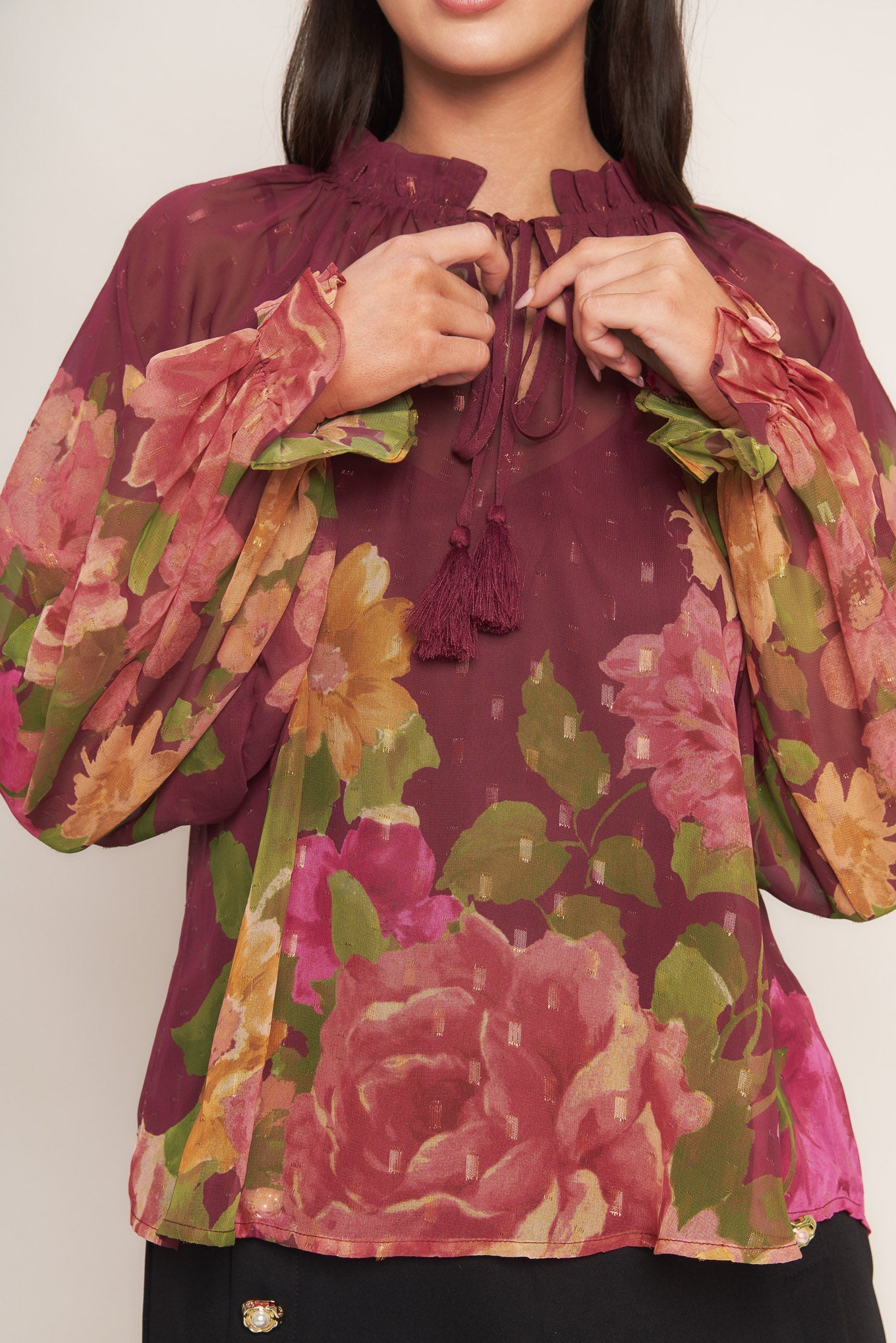 BLUSA FLORA ROMANTICA TECIDA