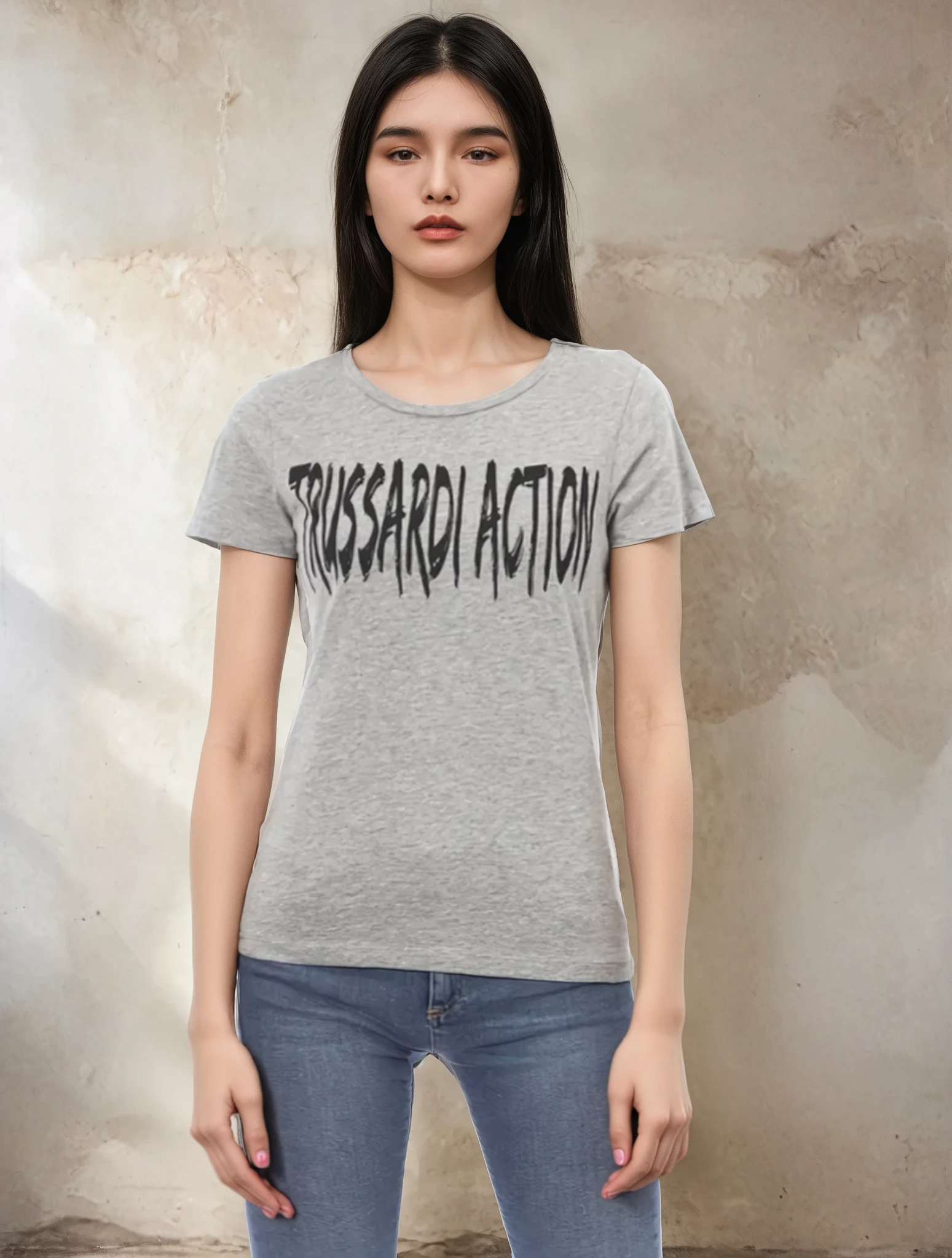 Trussardi Action Gray Cotton Women T-Shirt.