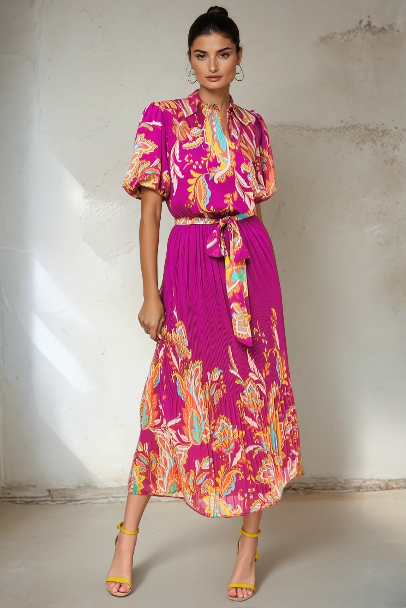 ENCHANTED TO MEET WOVEN MIDI DRESS