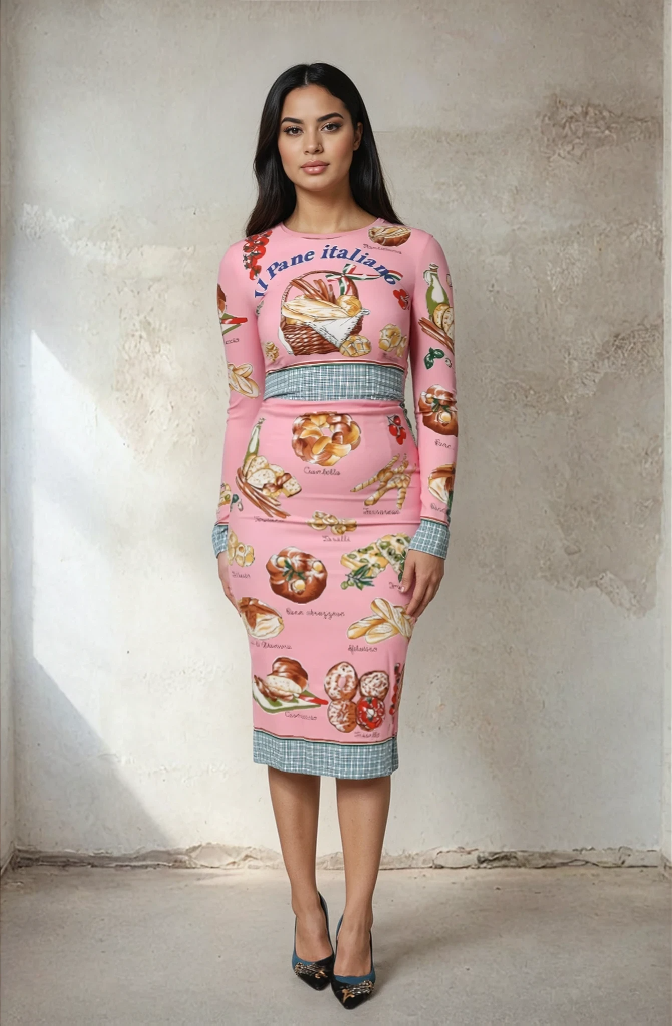 Dolce & Gabbana Pink Pastry Print Bodycon Sheath Midi Dress - MaraFormigone