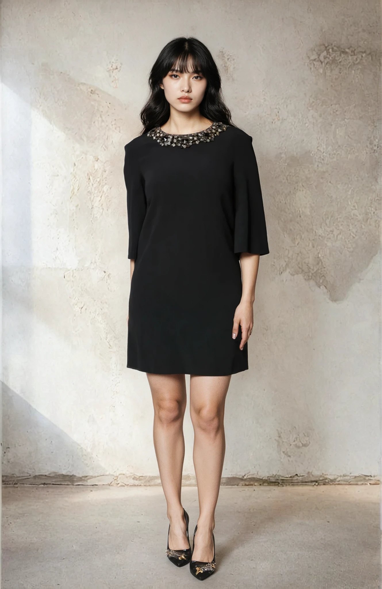 Dolce & Gabbana Black Crystal Embellished Round Neck Mini Dress - MaraFormigone