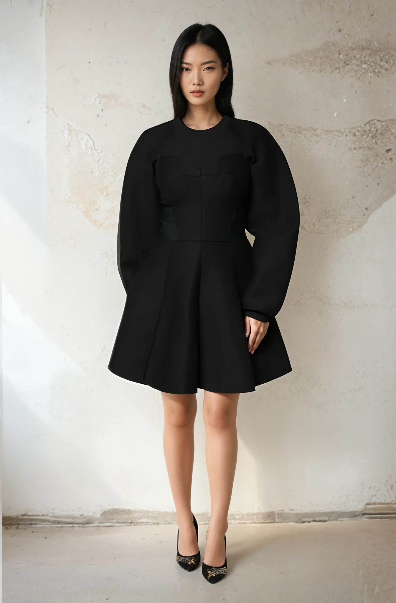 Dolce & Gabbana Black Cotton Long Sleeves A-line Mini Dress - MaraFormigone