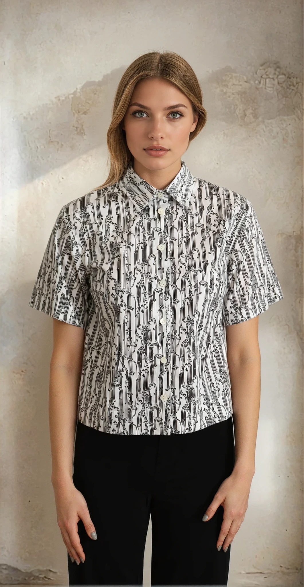 Dolce & Gabbana White Floral Collared Blouse Shirt