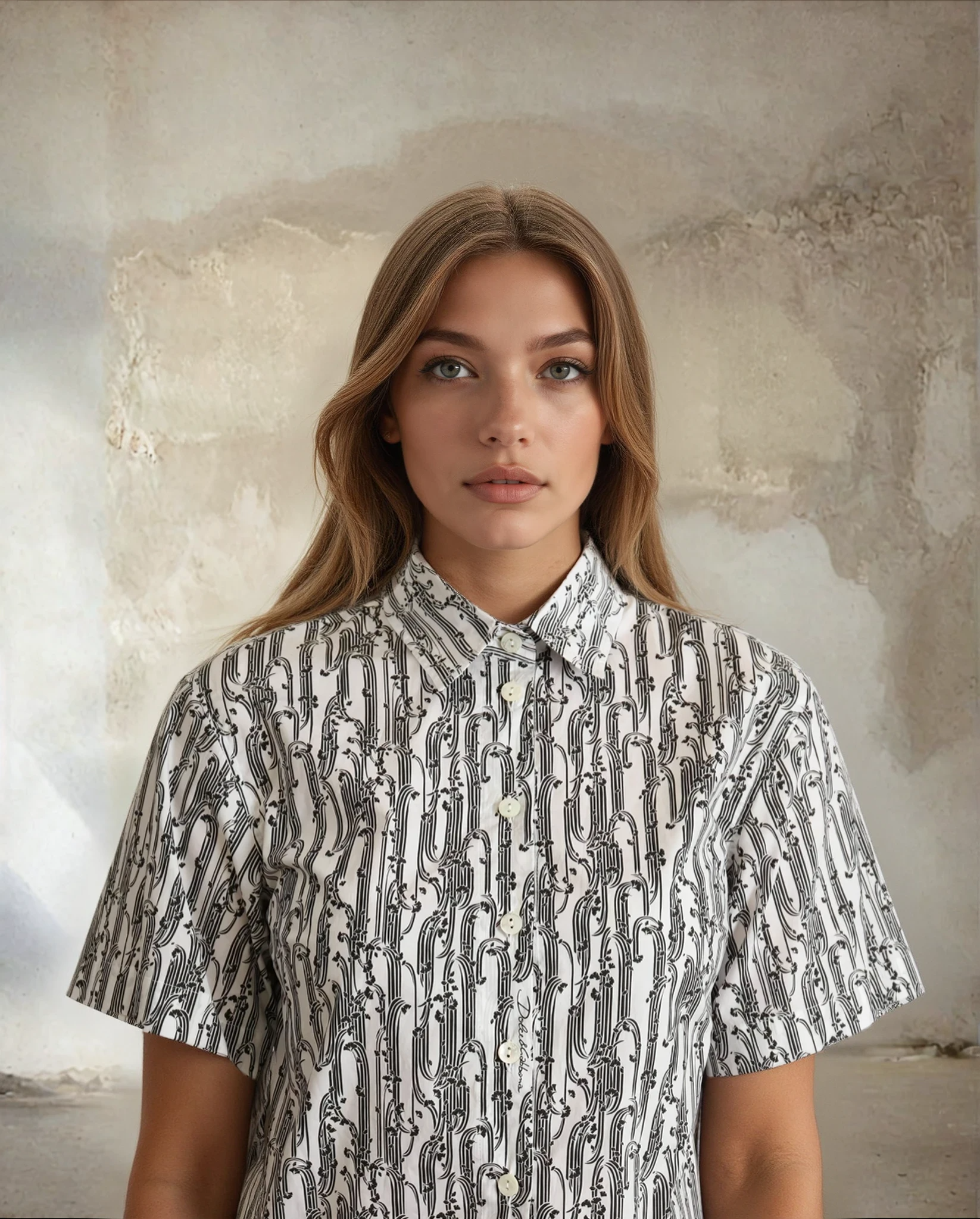 Dolce & Gabbana White Floral Collared Blouse Shirt