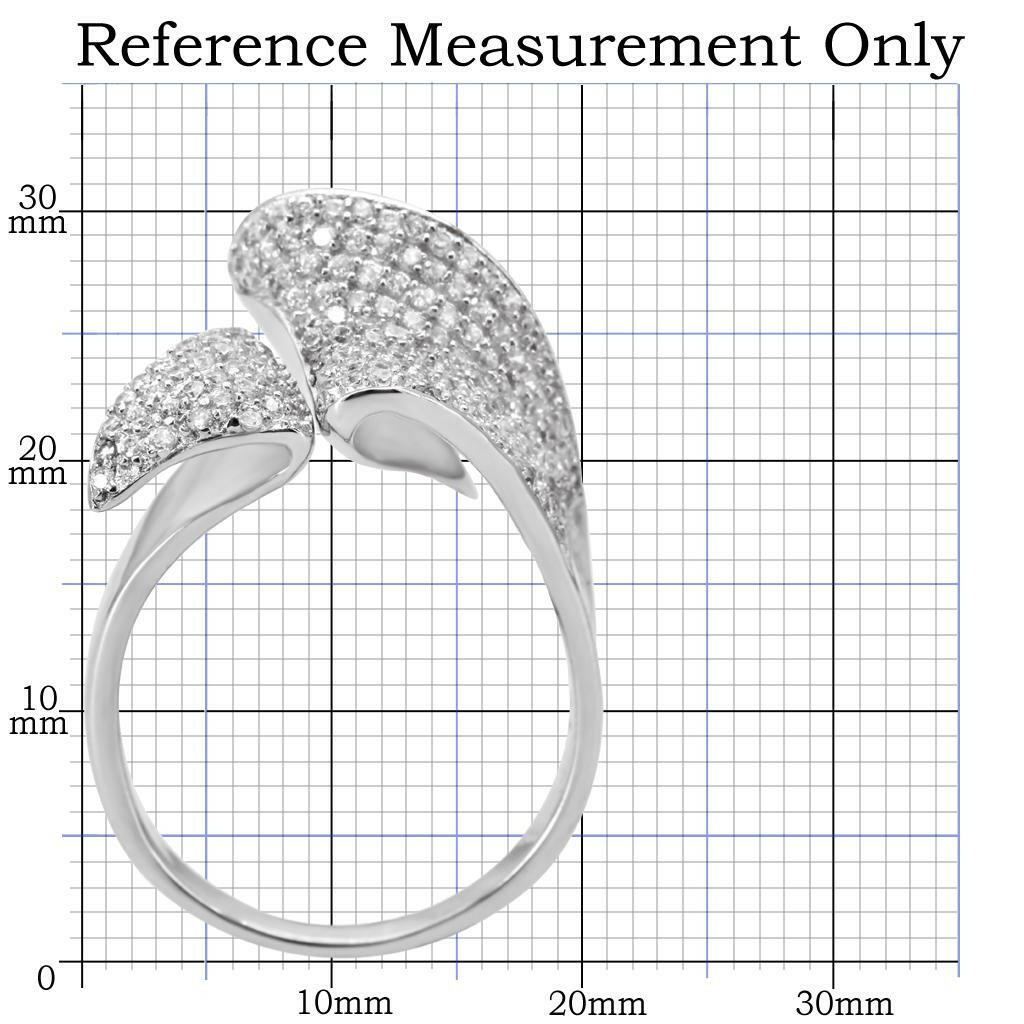 TS032 - Rhodium 925 Sterling Silver Ring with AAA Grade CZ  in Clear.