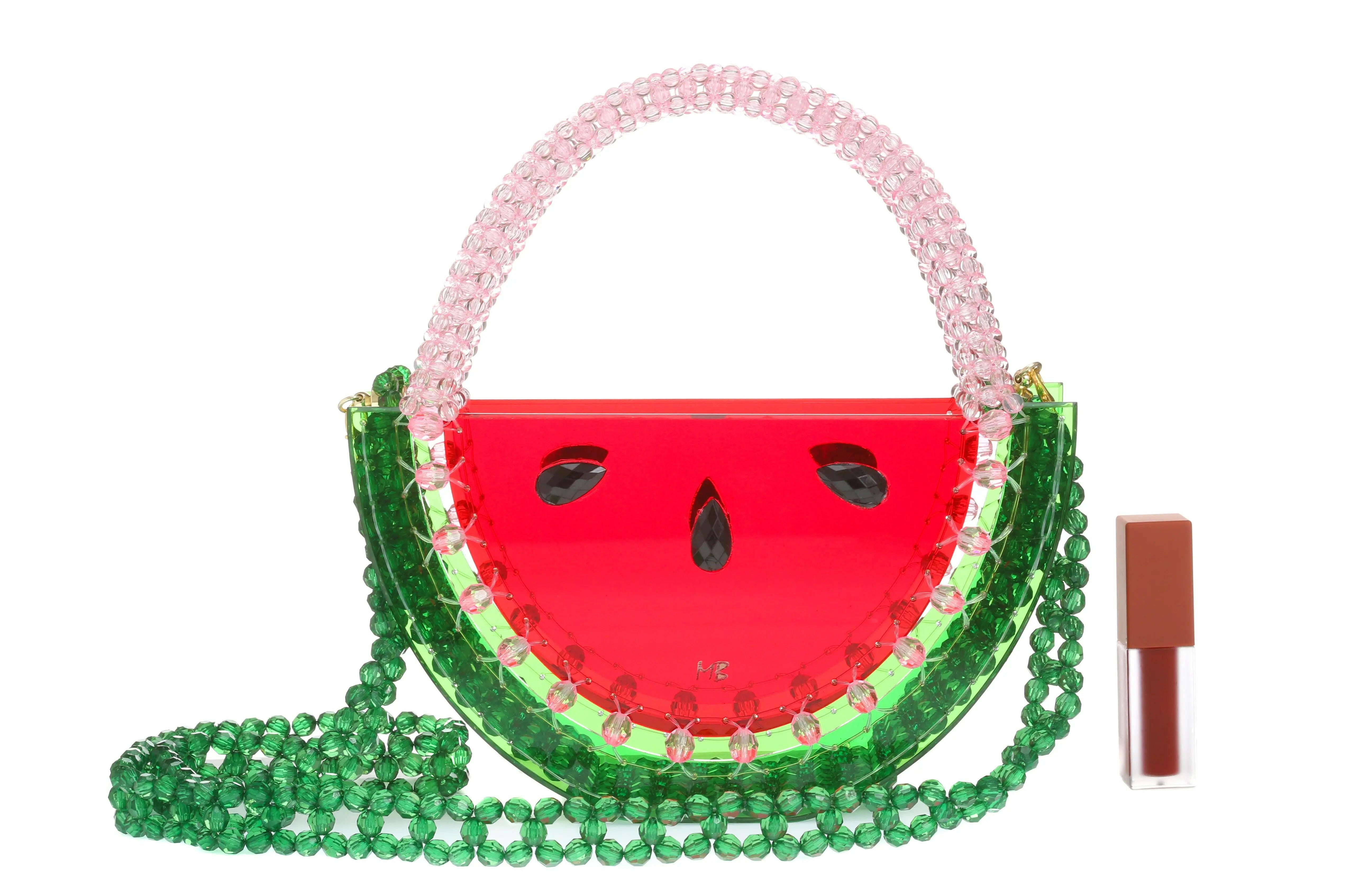 Beautify watermelon handbag beaded acrylic bag.