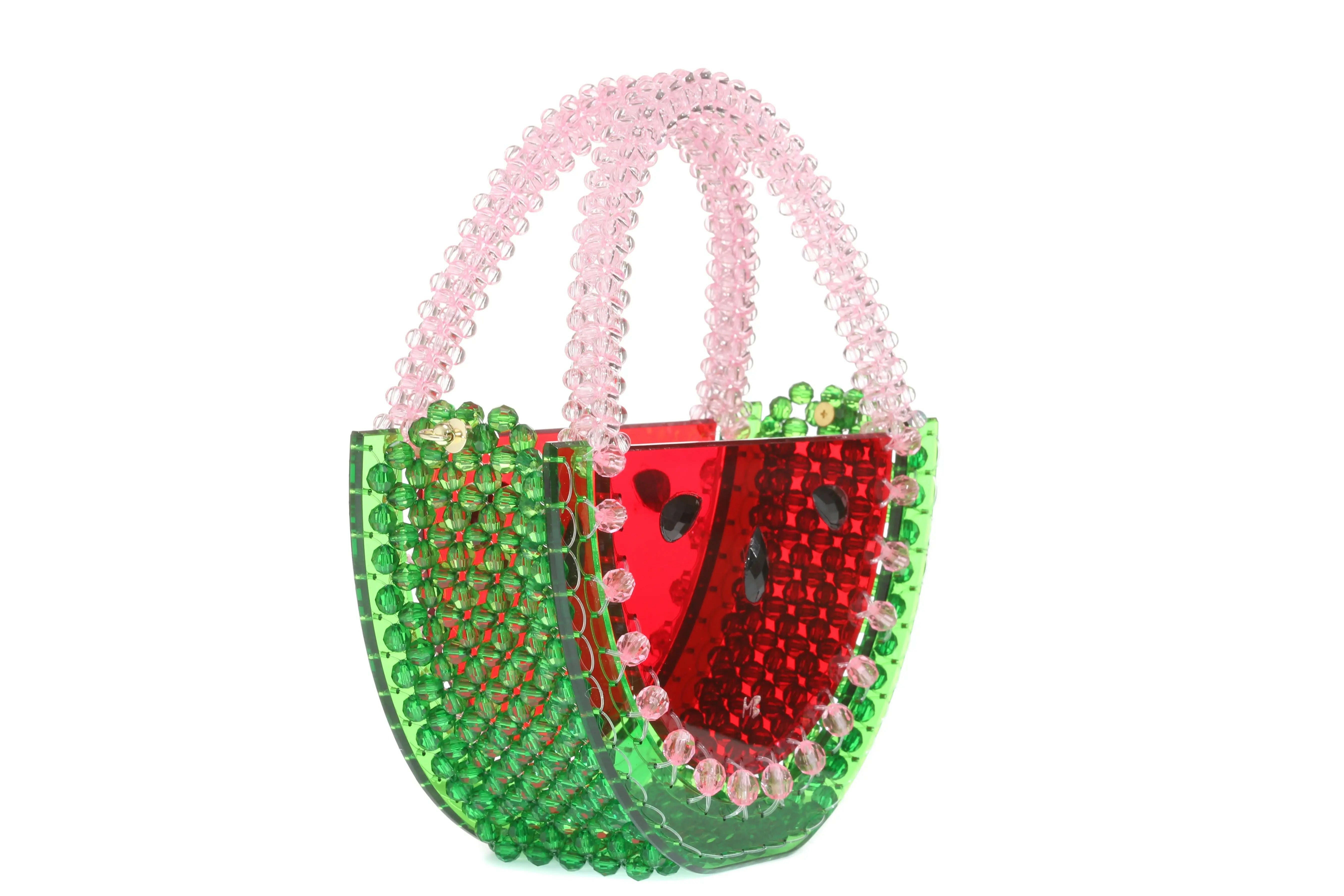 Beautify watermelon handbag beaded acrylic bag.