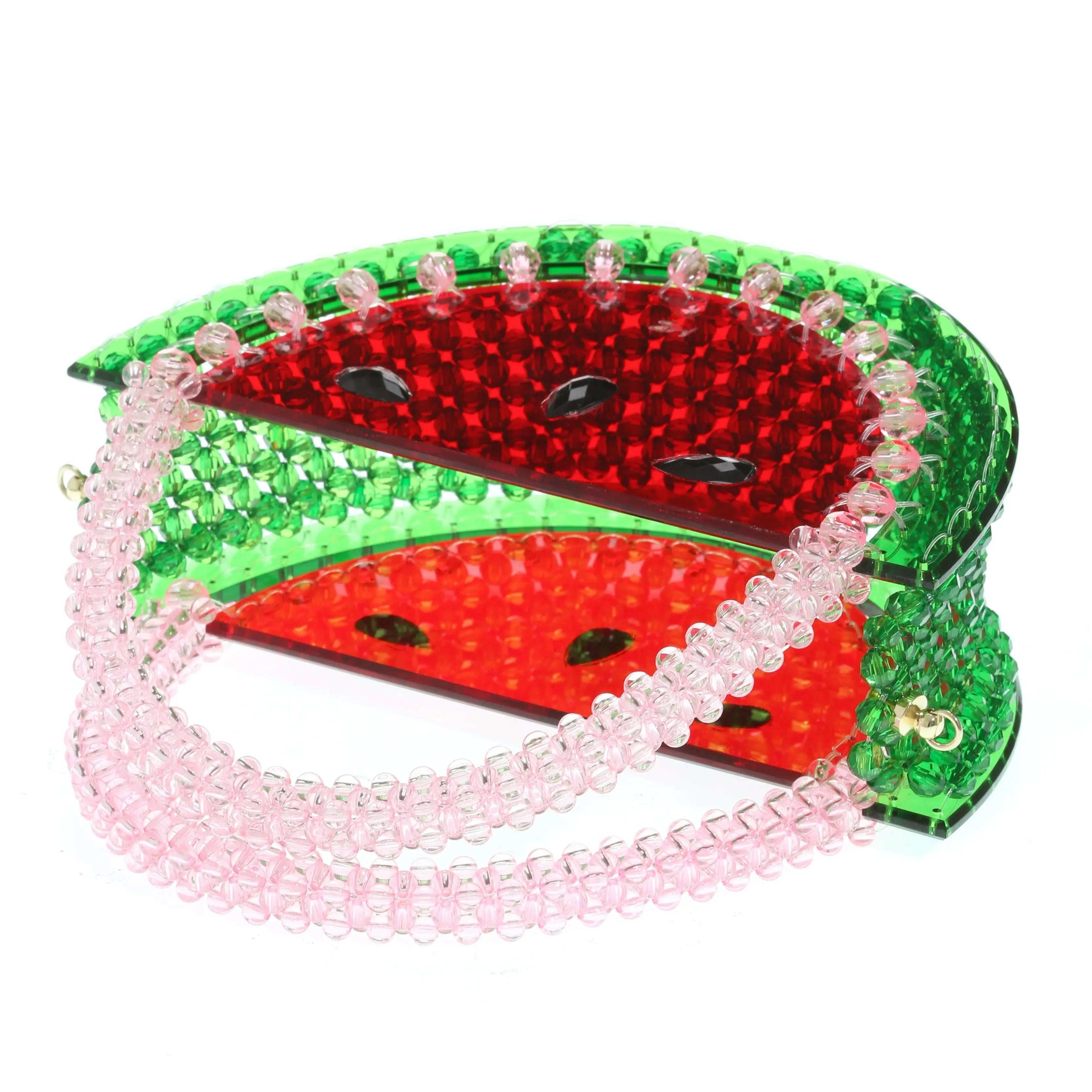 Beautify watermelon handbag beaded acrylic bag.