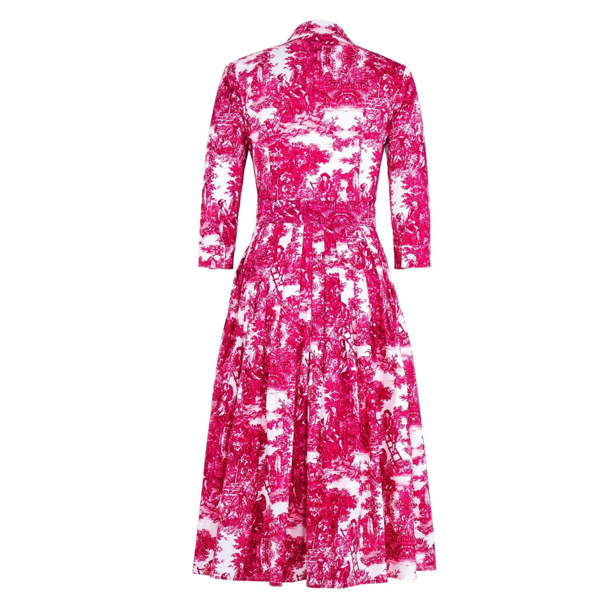 Audrey Dress #2 Antilles Toile White Pink