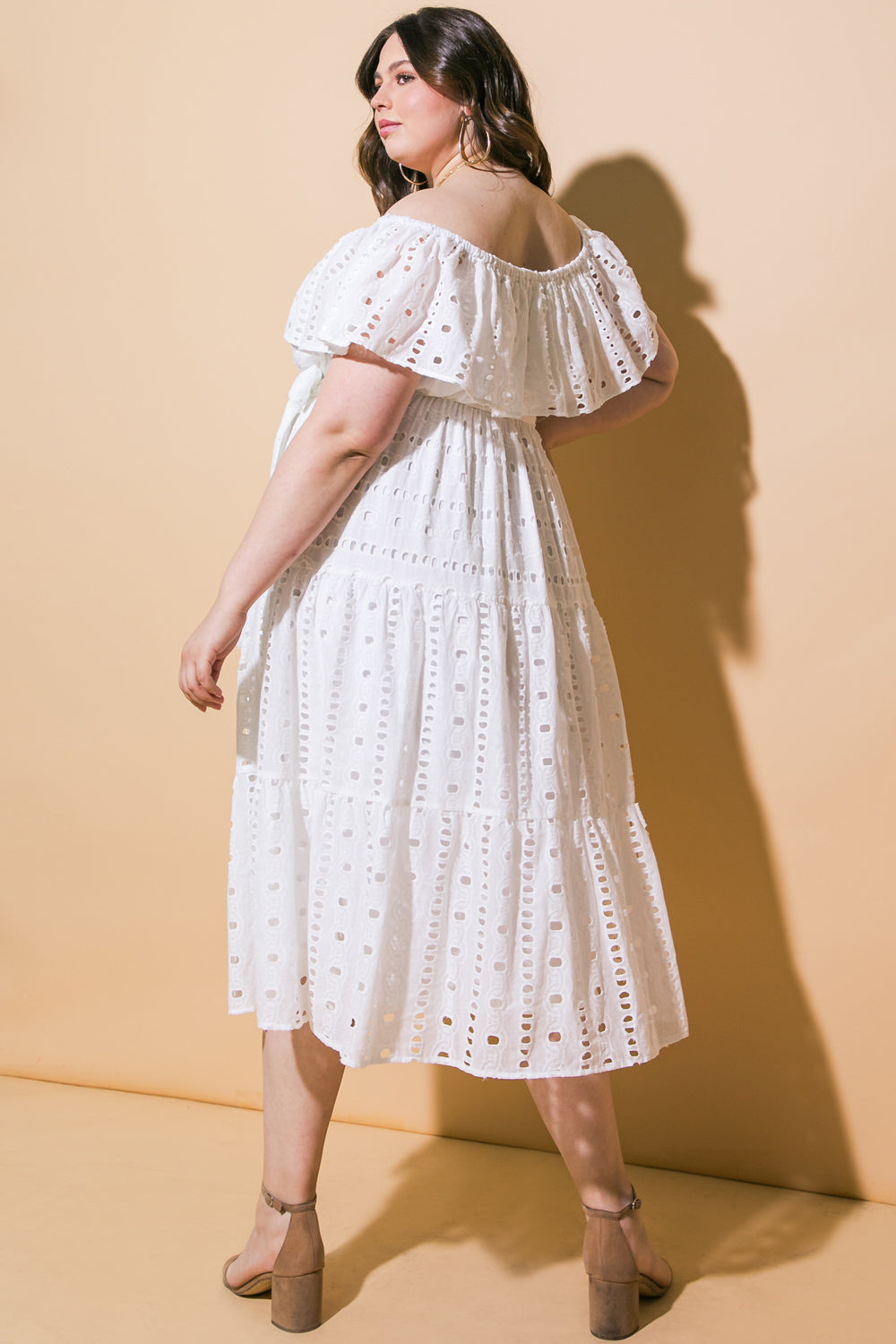 CATCHING MY BREATH EYELET MIDI DRESS - MaraFormigone