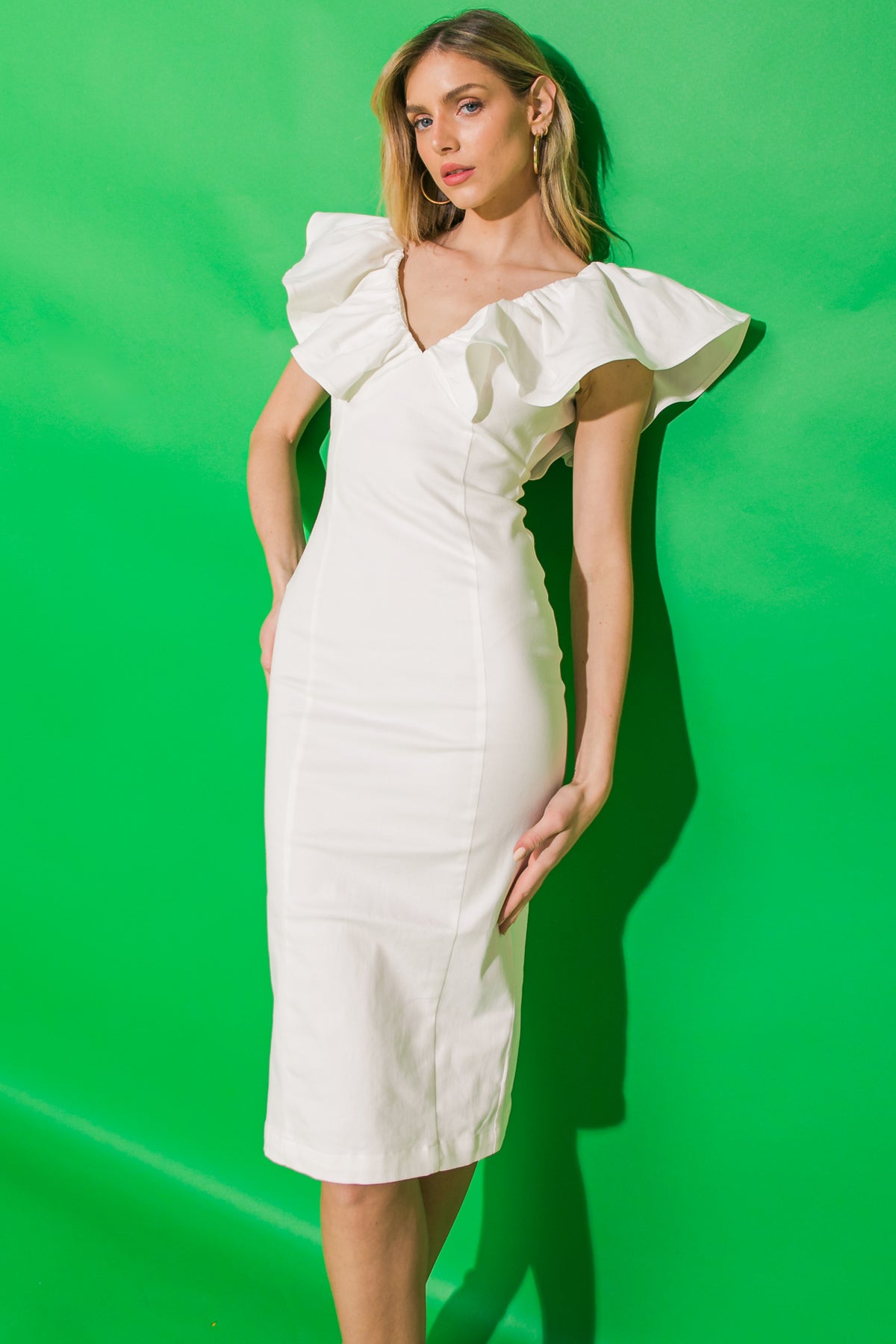 SWEETEST DAY STRETCH TWILL MIDI DRESS - MaraFormigone