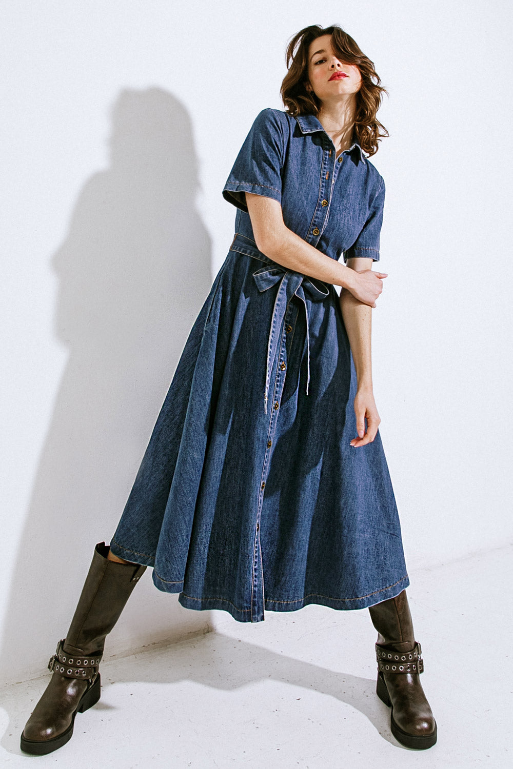 DAY IN THE LIFE DENIM MIDI DRESS - MaraFormigone