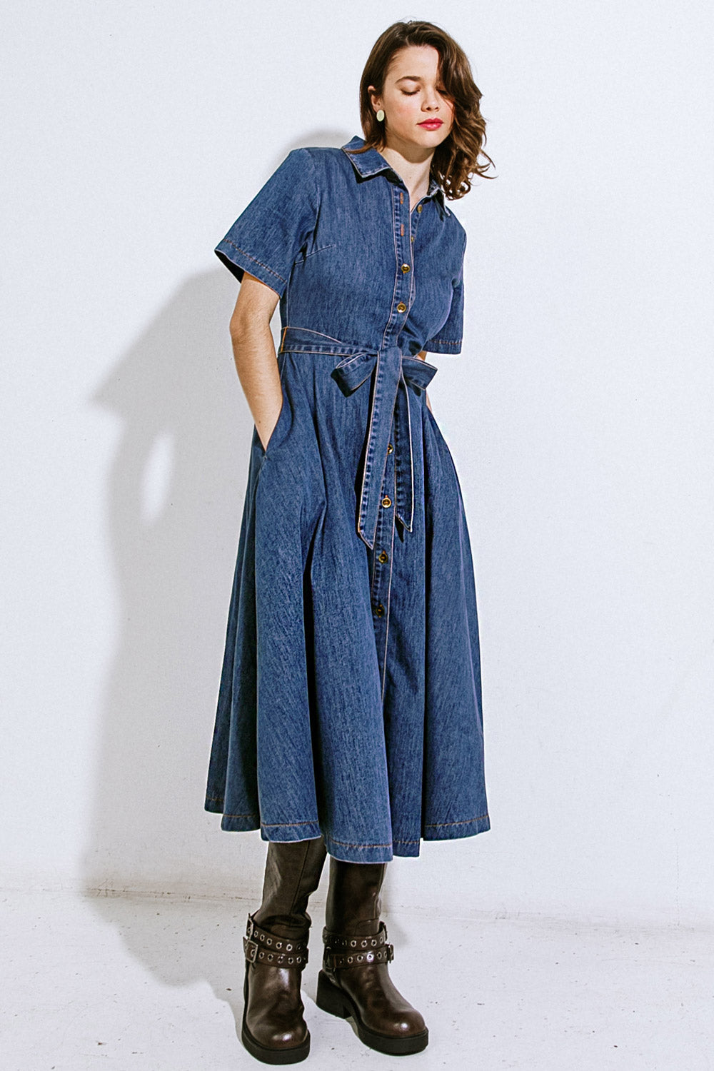 DAY IN THE LIFE DENIM MIDI DRESS - MaraFormigone