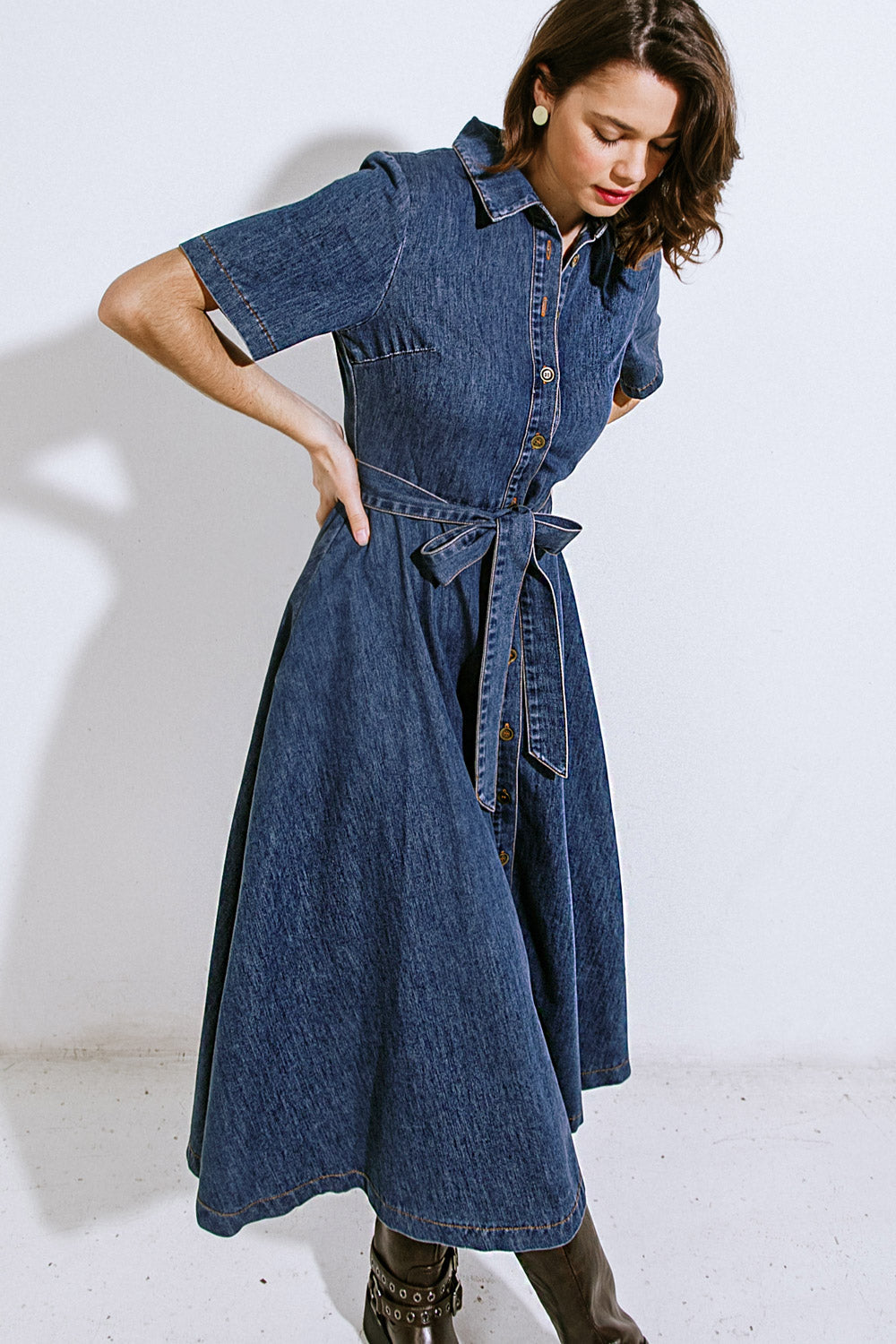 DAY IN THE LIFE DENIM MIDI DRESS - MaraFormigone
