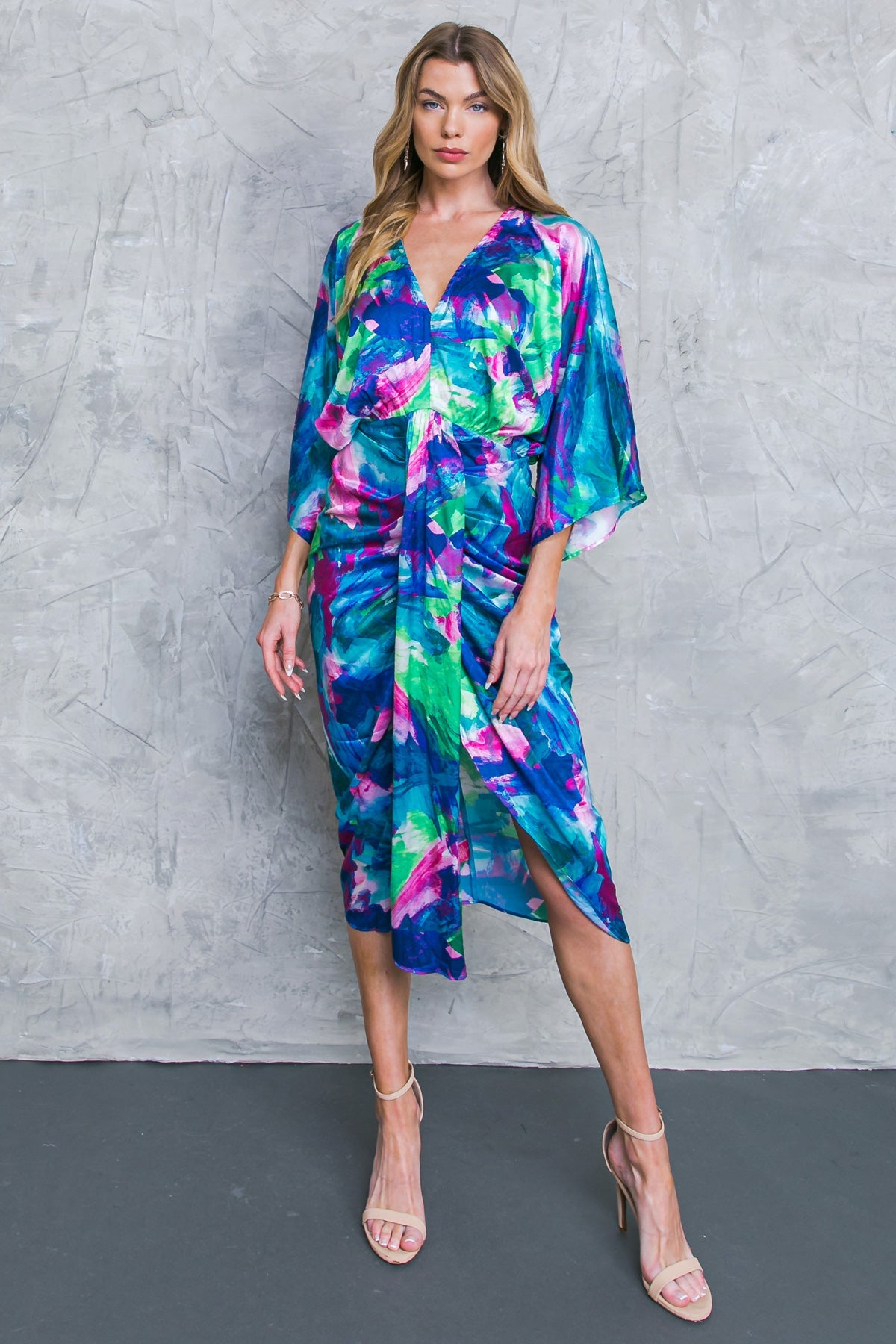 ON THE HORIZON WOVEN SATIN MIDI DRESS - MaraFormigone
