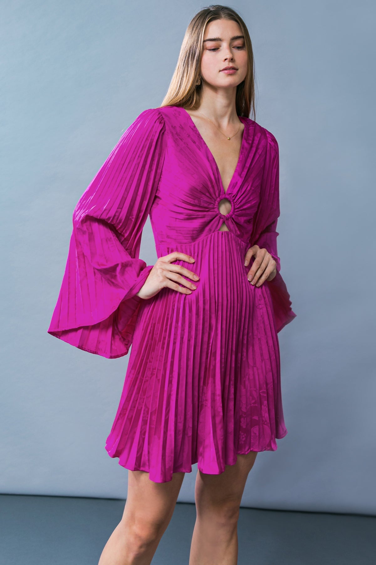 GRACEFUL ENTRANCE SATIN MINI DRESS - MaraFormigone