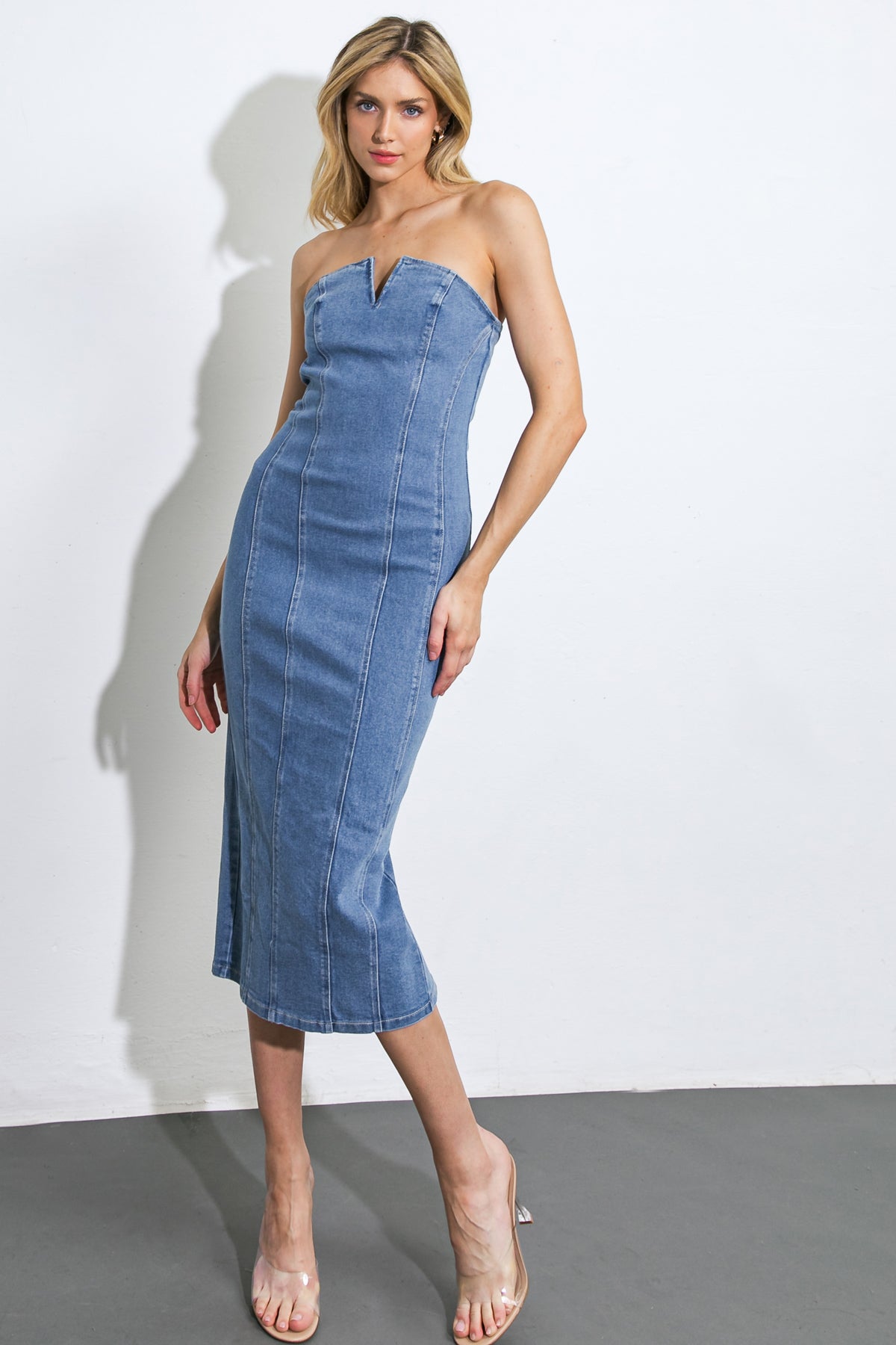DIVINE DREAM DENIM MIDI DRESS - MaraFormigone