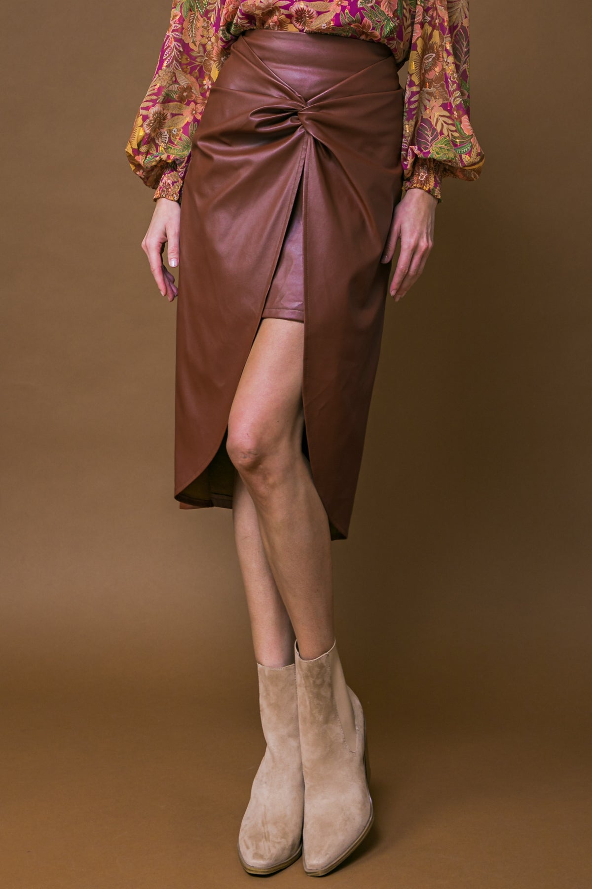 CHOOSE US LEATHER MIDI SKIRT - MaraFormigone